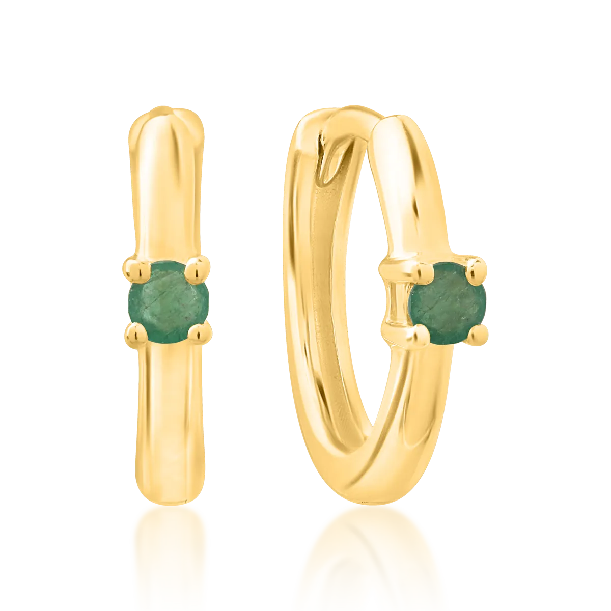 Cercei din aur galben de 14K cu smaralde de 0.12ct
