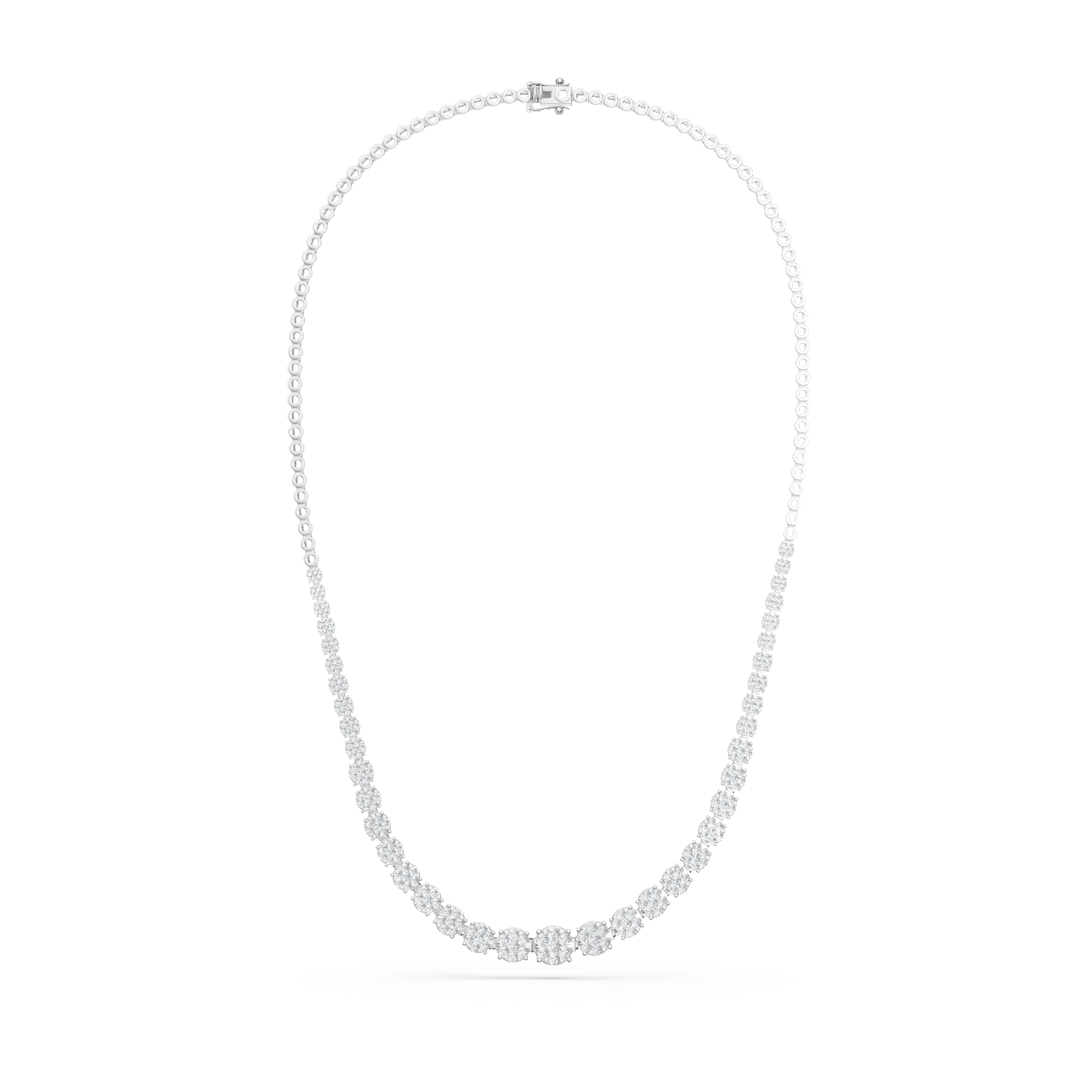 Colier tennis din aur alb cu diamante de 3ct