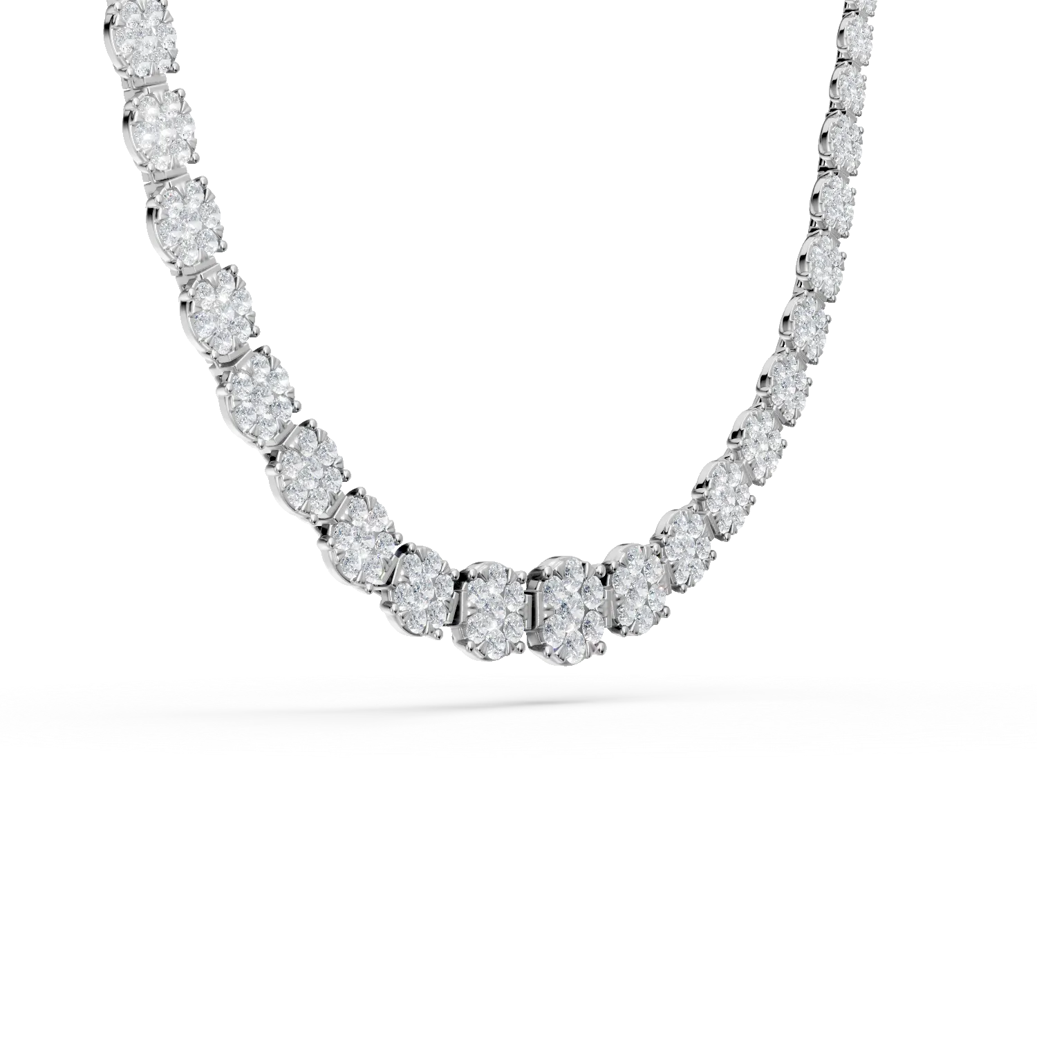 Colier tennis din aur alb cu diamante de 3ct