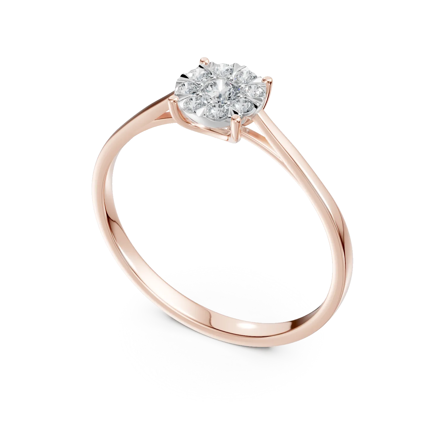 Inel de logodna din aur roz de 18K cu diamante de 0.255ct
