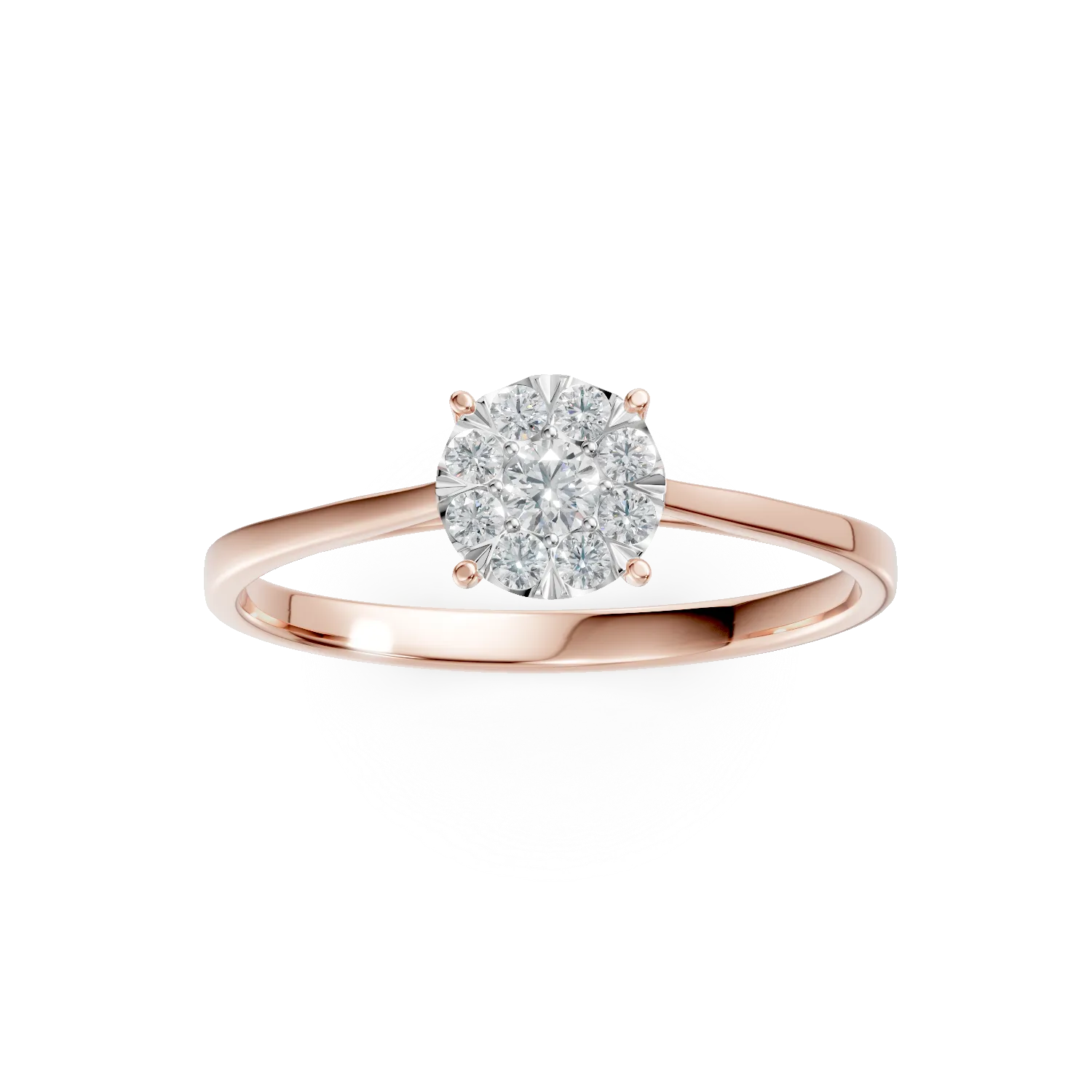 Inel de logodna din aur roz de 18K cu diamante de 0.255ct