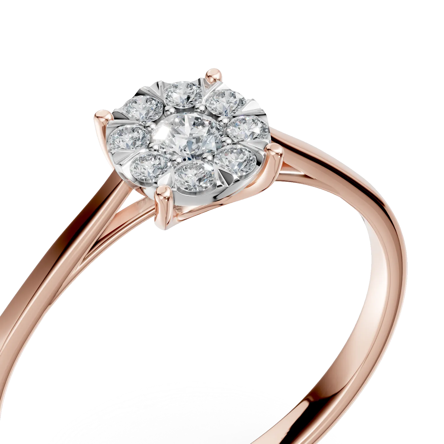 Inel de logodna din aur roz de 18K cu diamante de 0.255ct