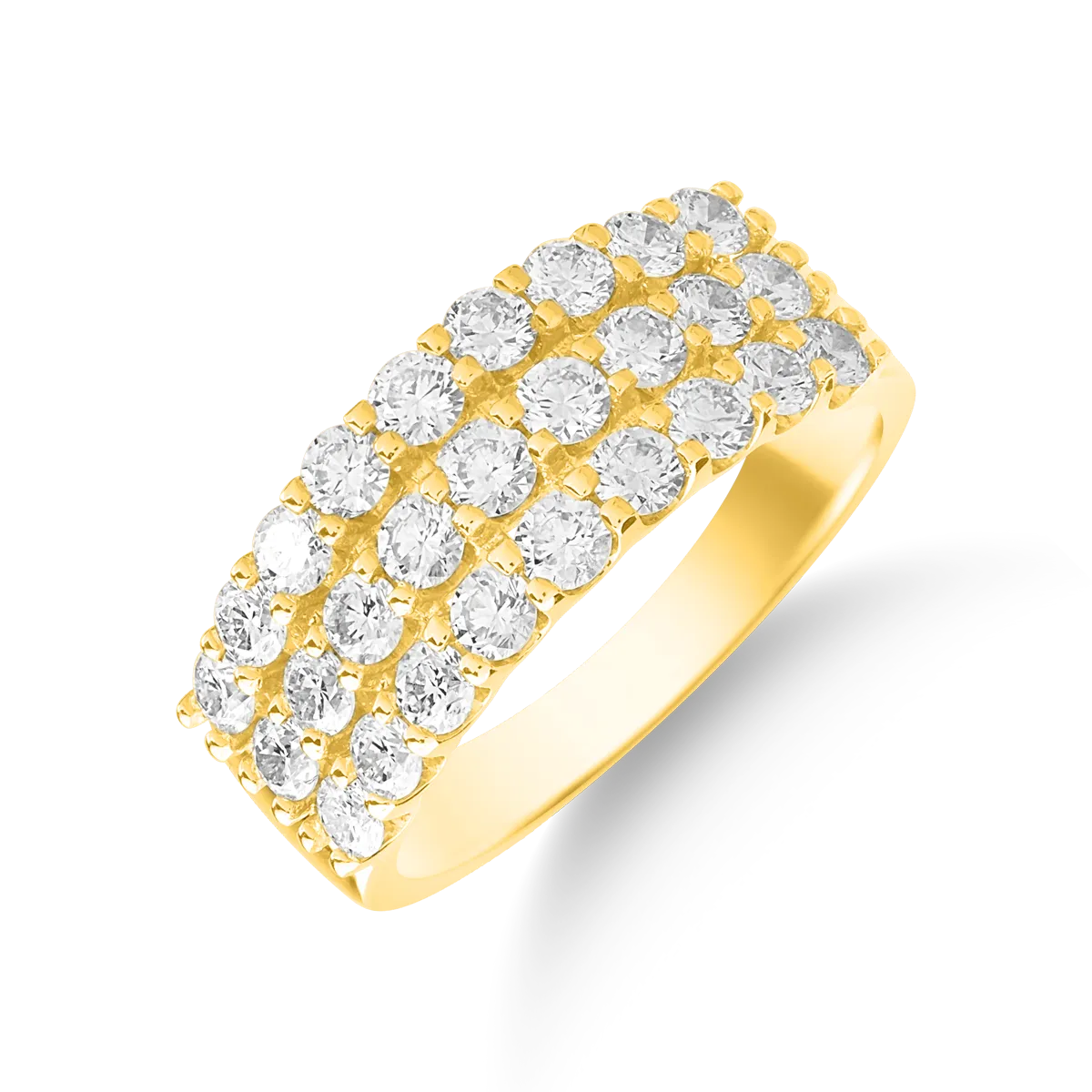 18K yellow gold ring with 1ct diamonds