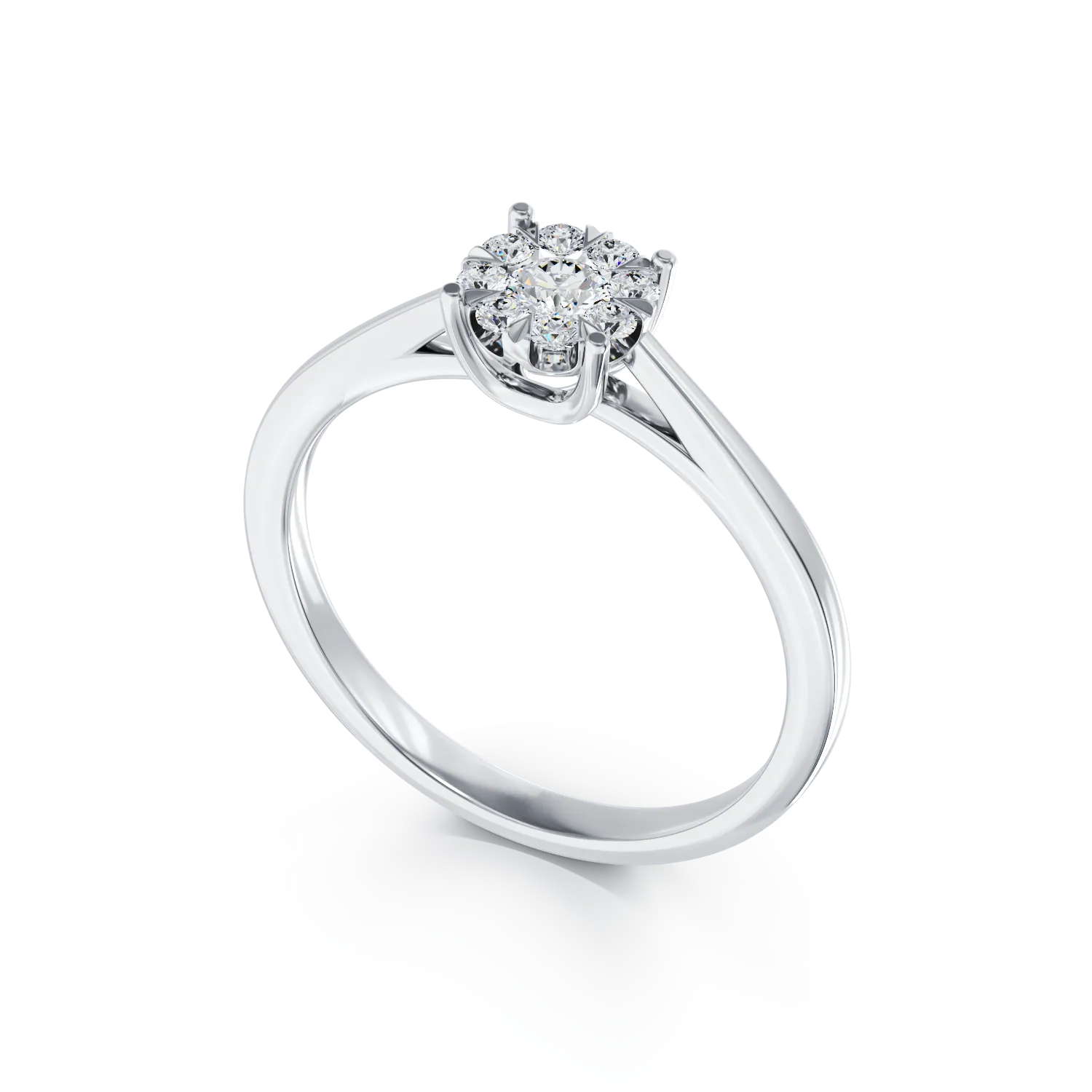 Inel de logodna din aur alb de 18K cu diamante de 0.255ct