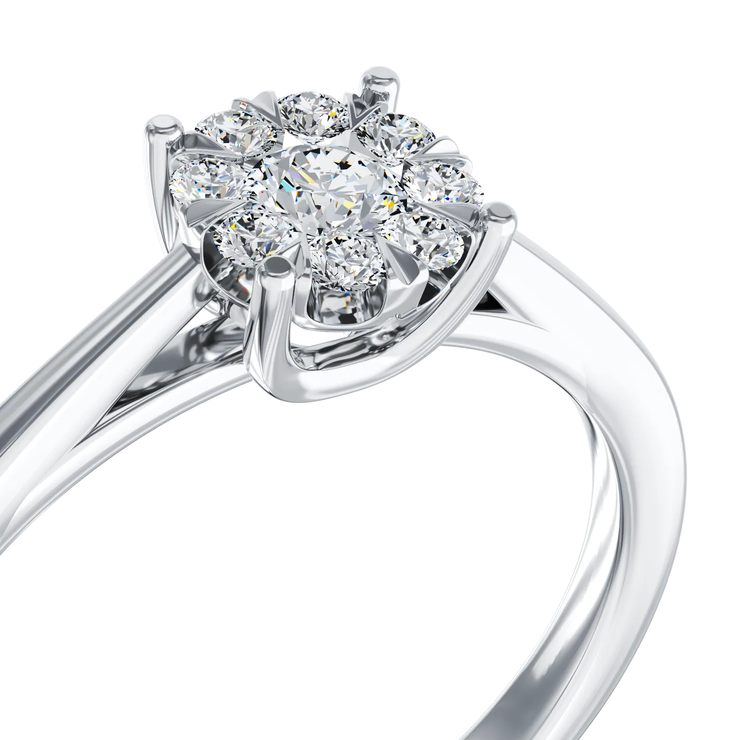 Inel de logodna din aur alb de 18K cu diamante de 0.255ct