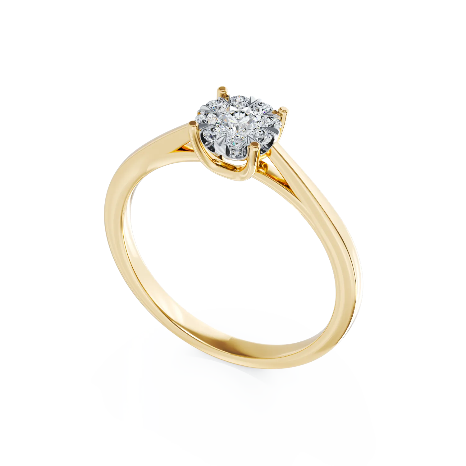 Inel de logodna din aur galben de 18K cu diamante de 0.15ct