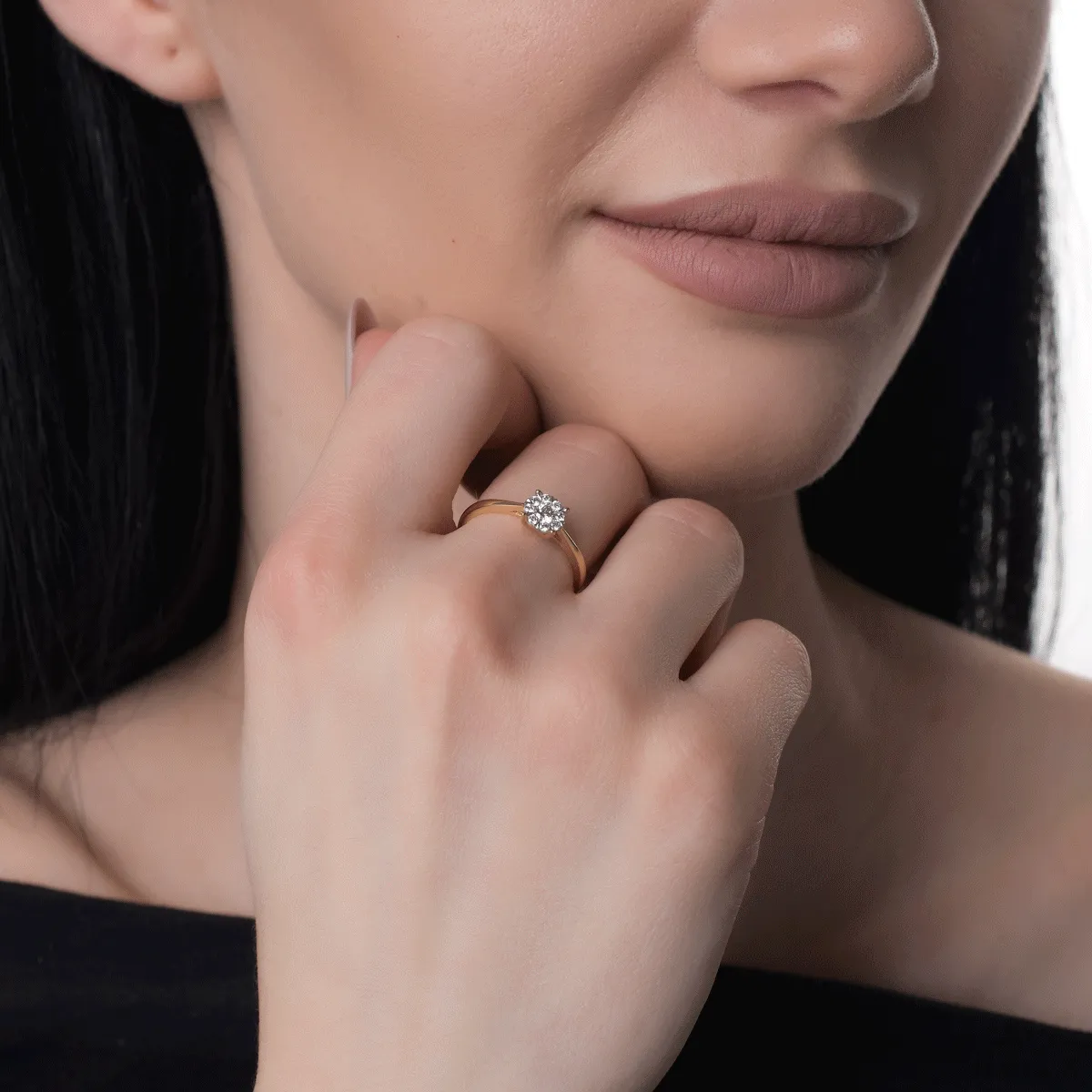 Inel de logodna din aur galben de 18K cu diamante de 0.15ct