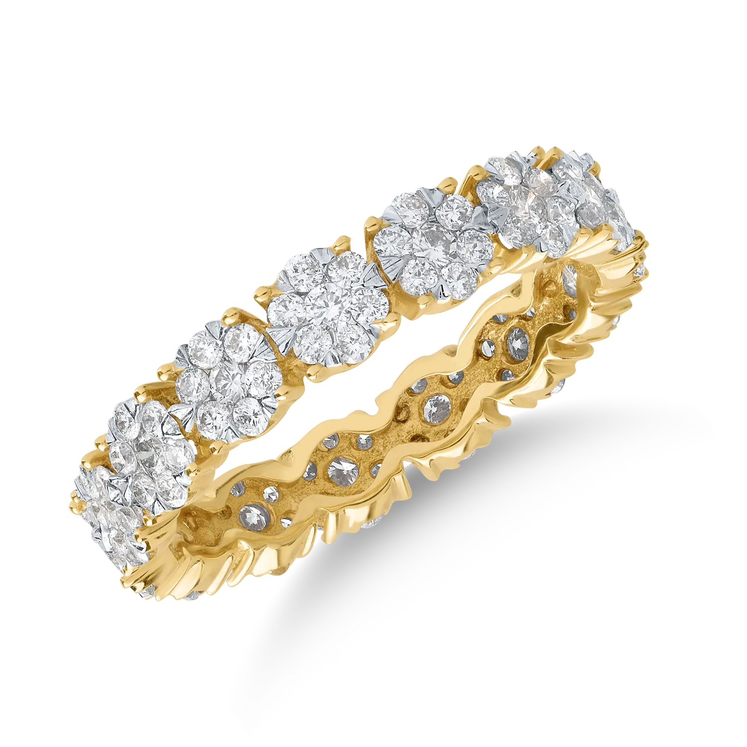 18K yellow gold ring with 1ct diamonds