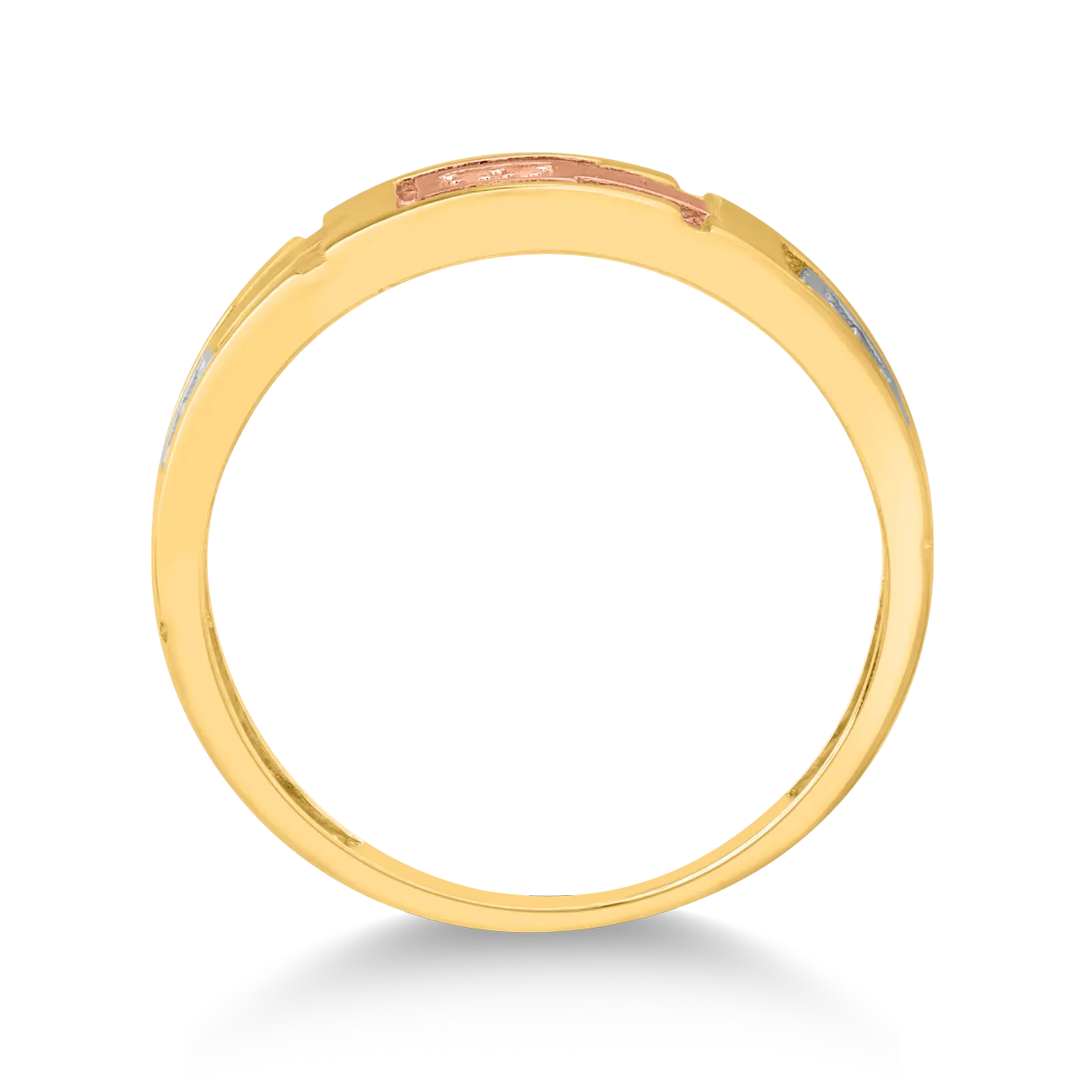 Inel din aur alb-roz-galben de 14K