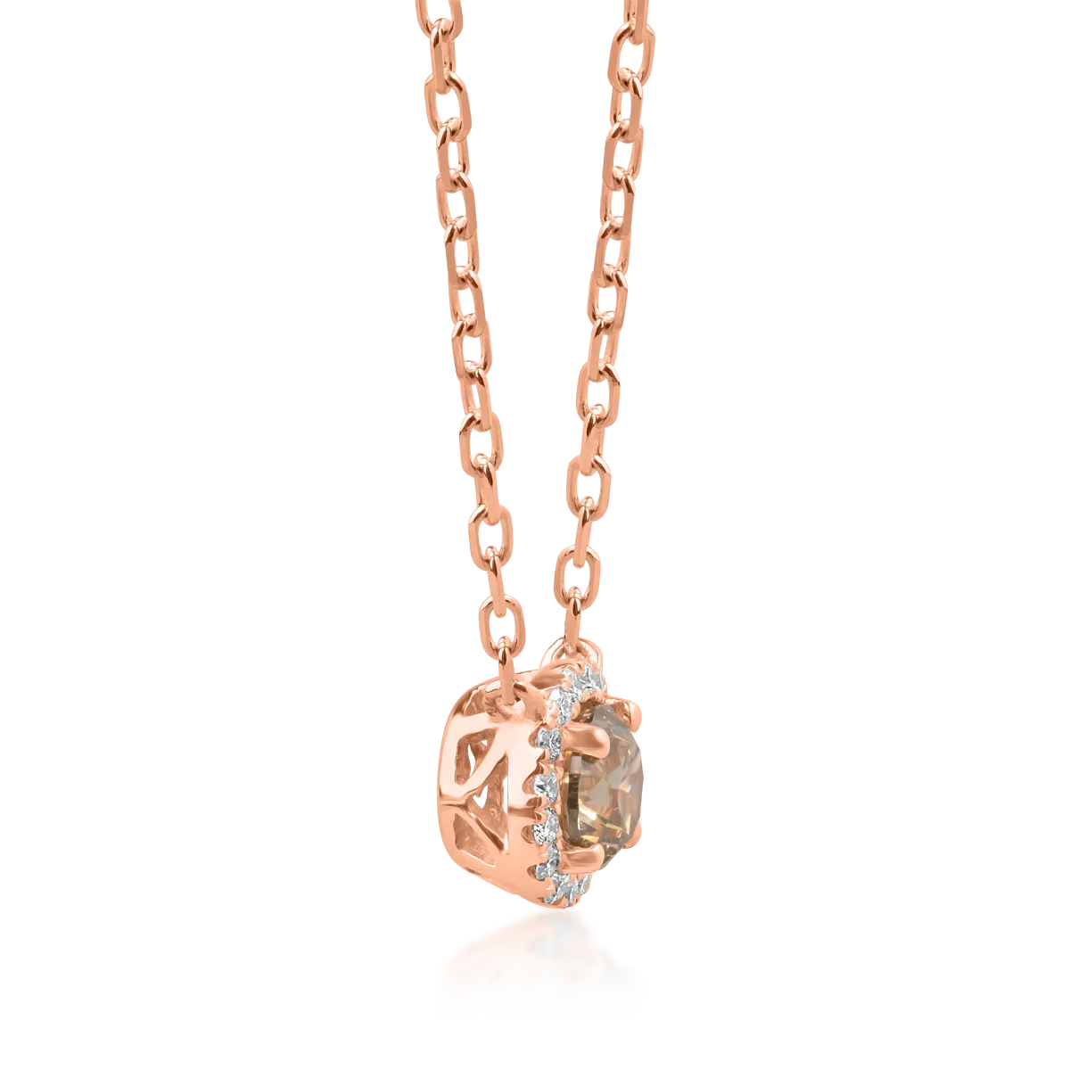 18K rose gold necklace with pendant with brown diamond of 0.31ct and clear diamonds of 0.05ct