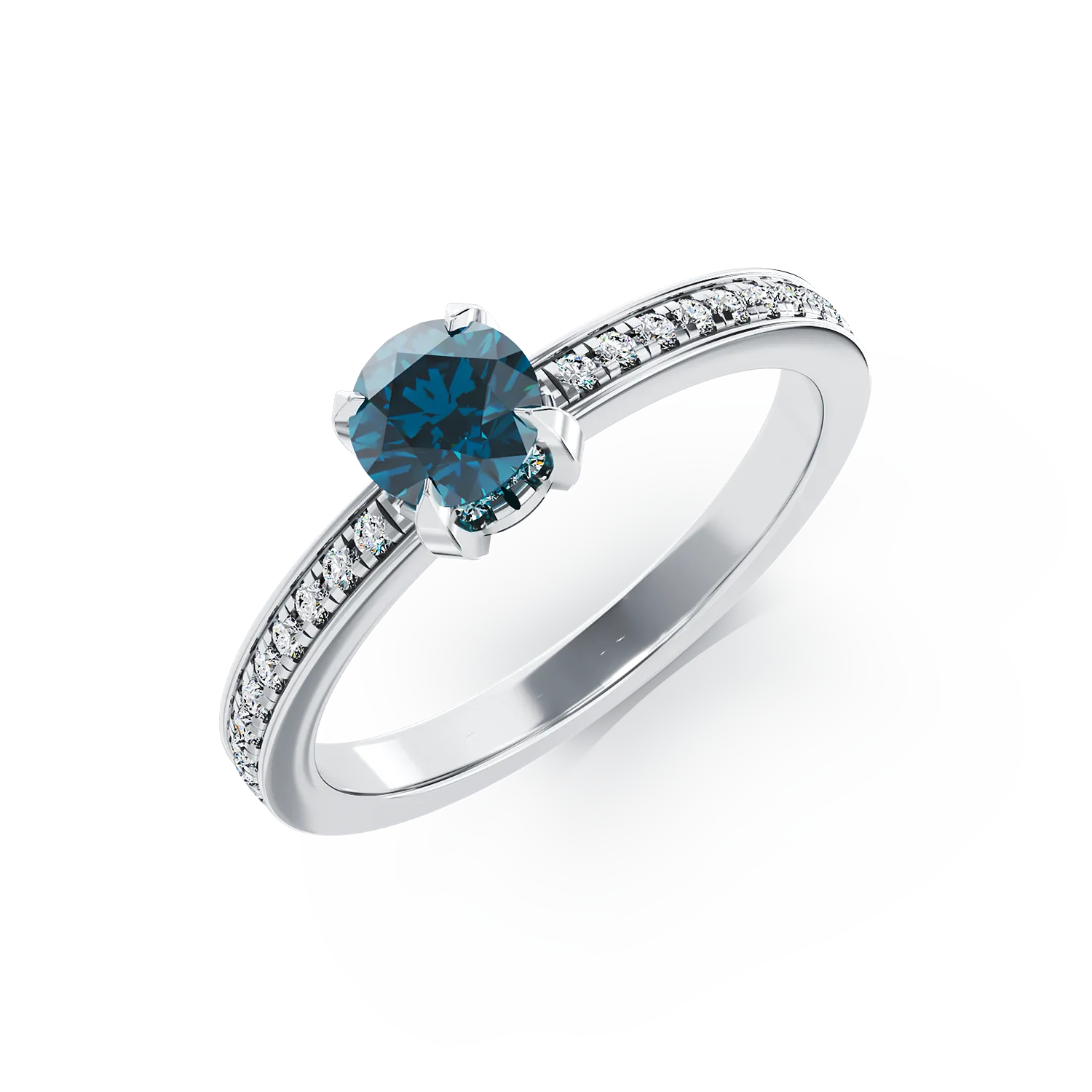 18K white gold engagement ring with 0.52ct blue diamond and 0.2ct diamonds-122137
