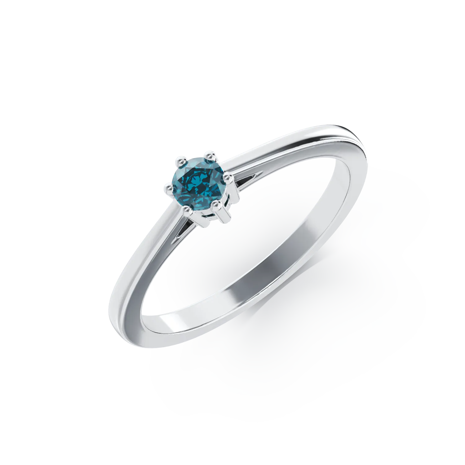 Inel de logodna din aur alb de 18K cu diamant albastru de 0.31ct