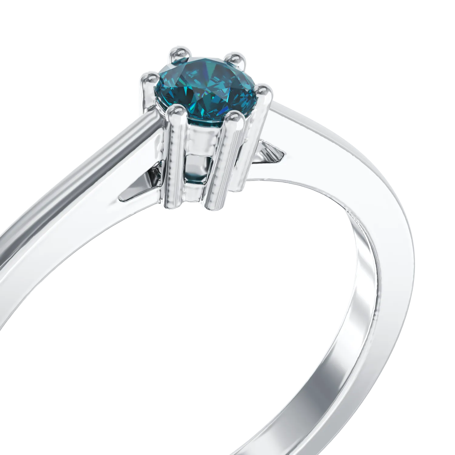 18K white gold engagement ring with 0.31ct blue diamond