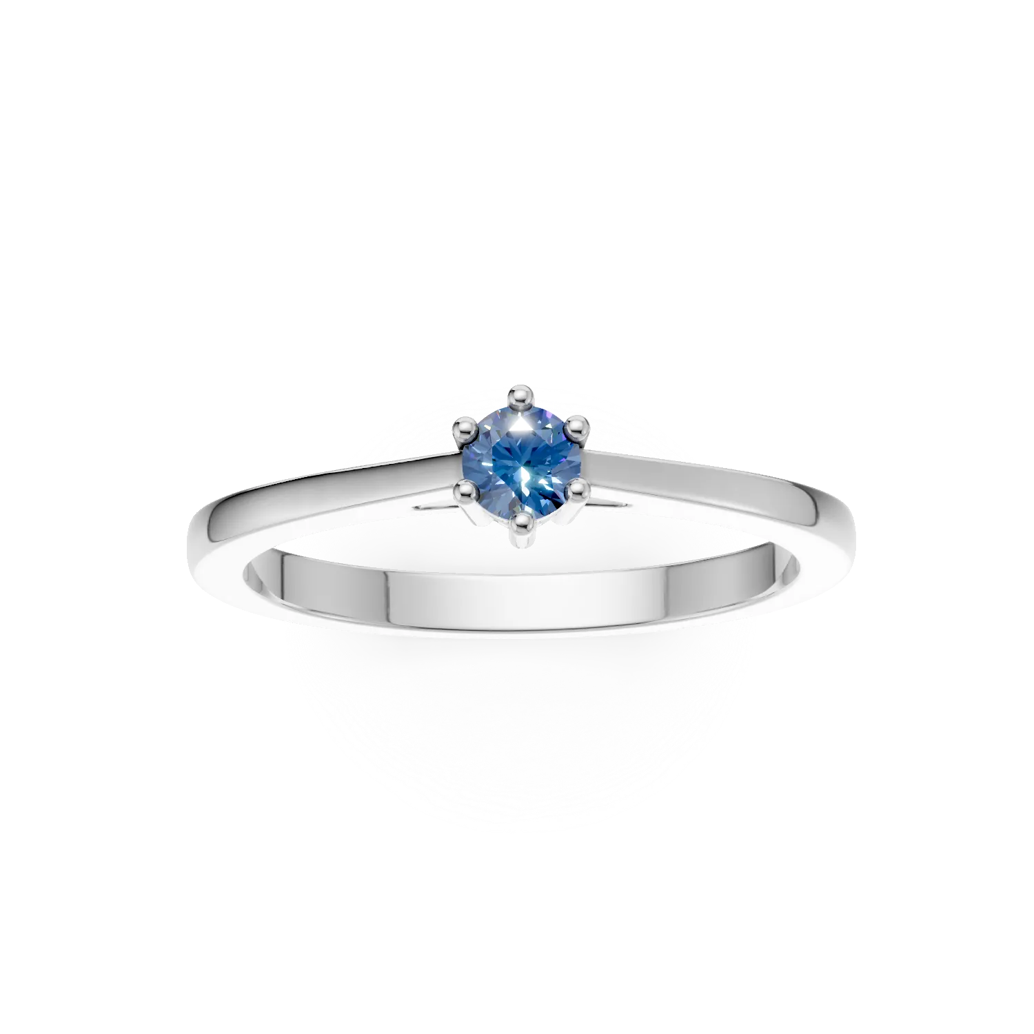 Inel de logodna din aur alb de 18K cu diamant albastru de 0.31ct