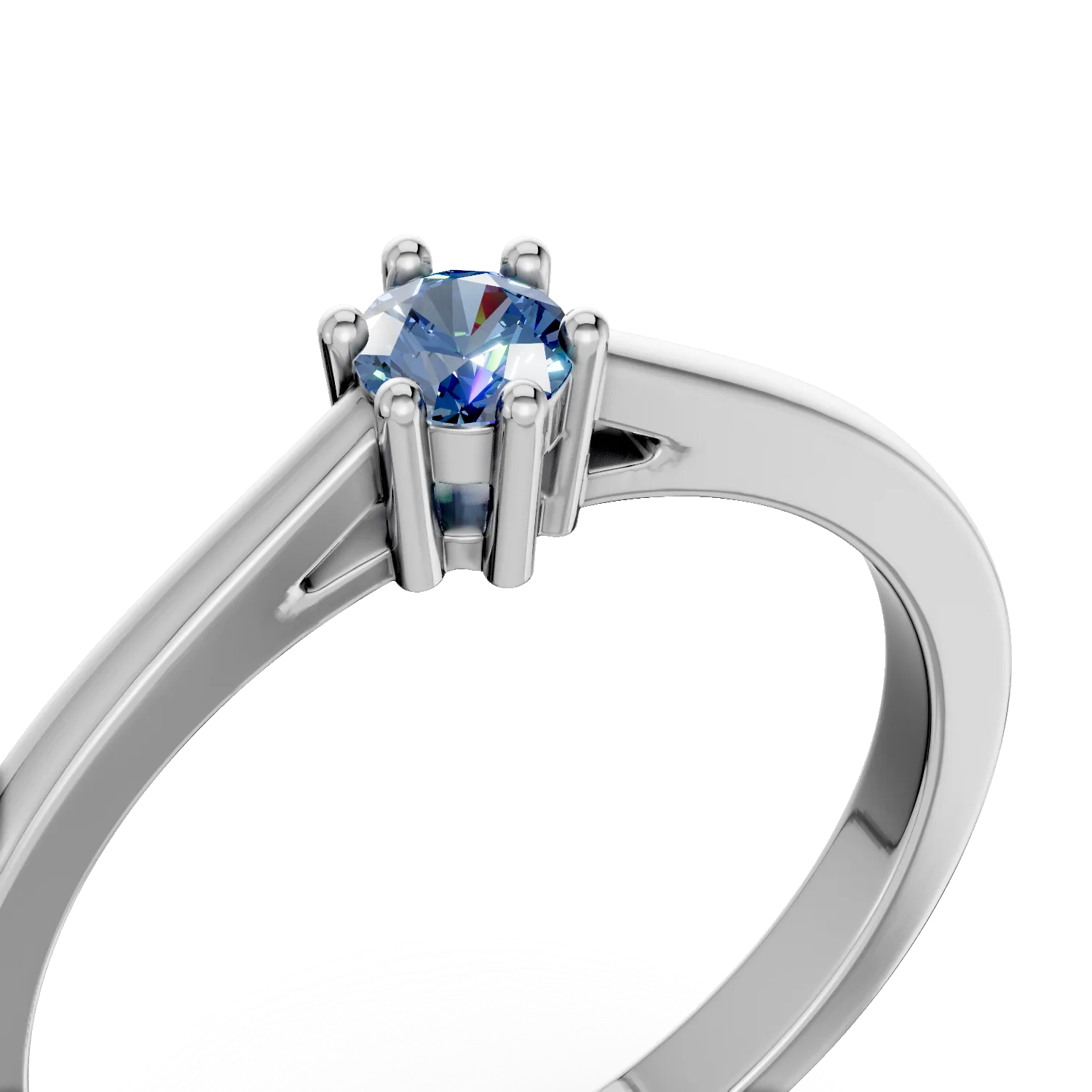 Inel de logodna din aur alb de 18K cu diamant albastru de 0.31ct