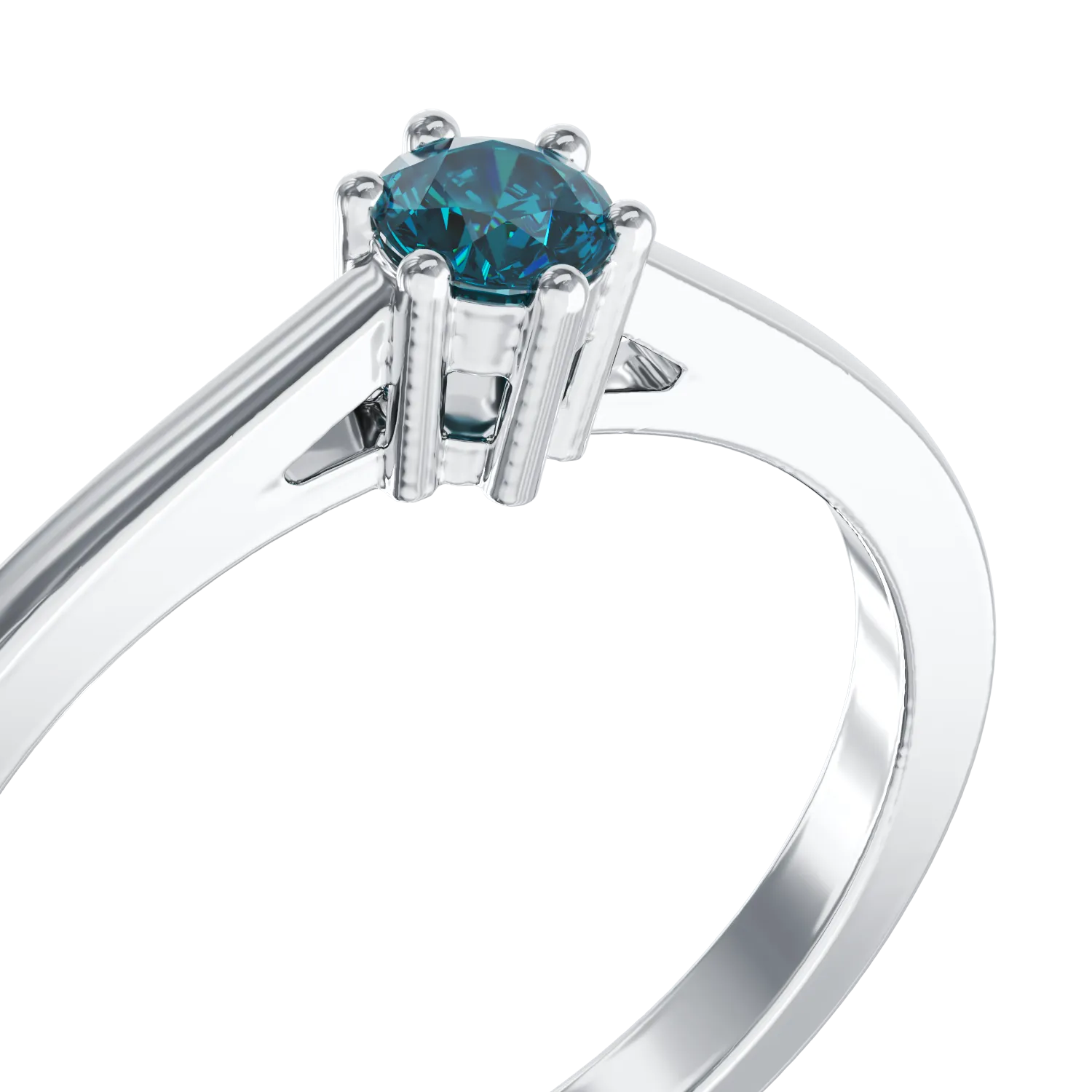 Годежен пръстен от 18K бяло злато с 0.3ct син диамант