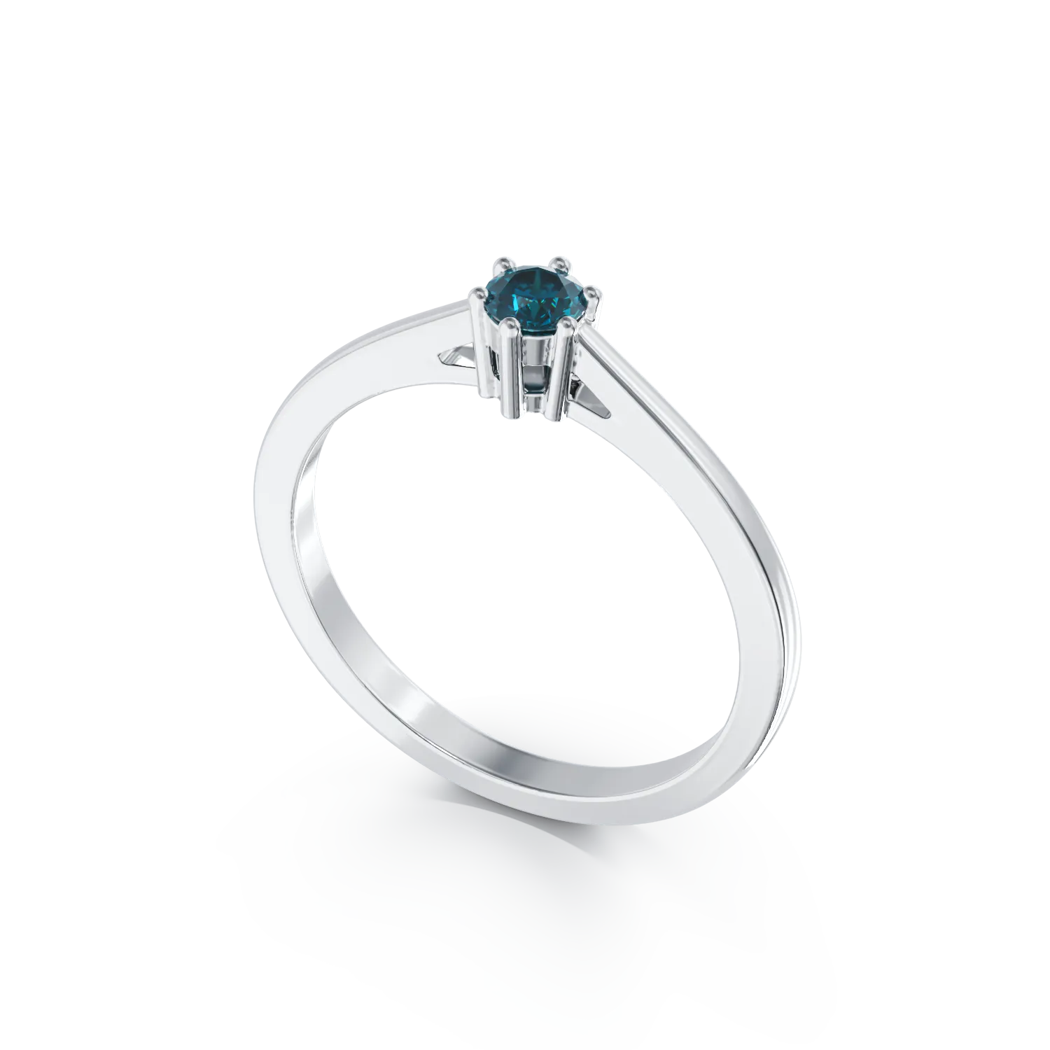 18K white gold engagement ring with 0.3ct blue diamond