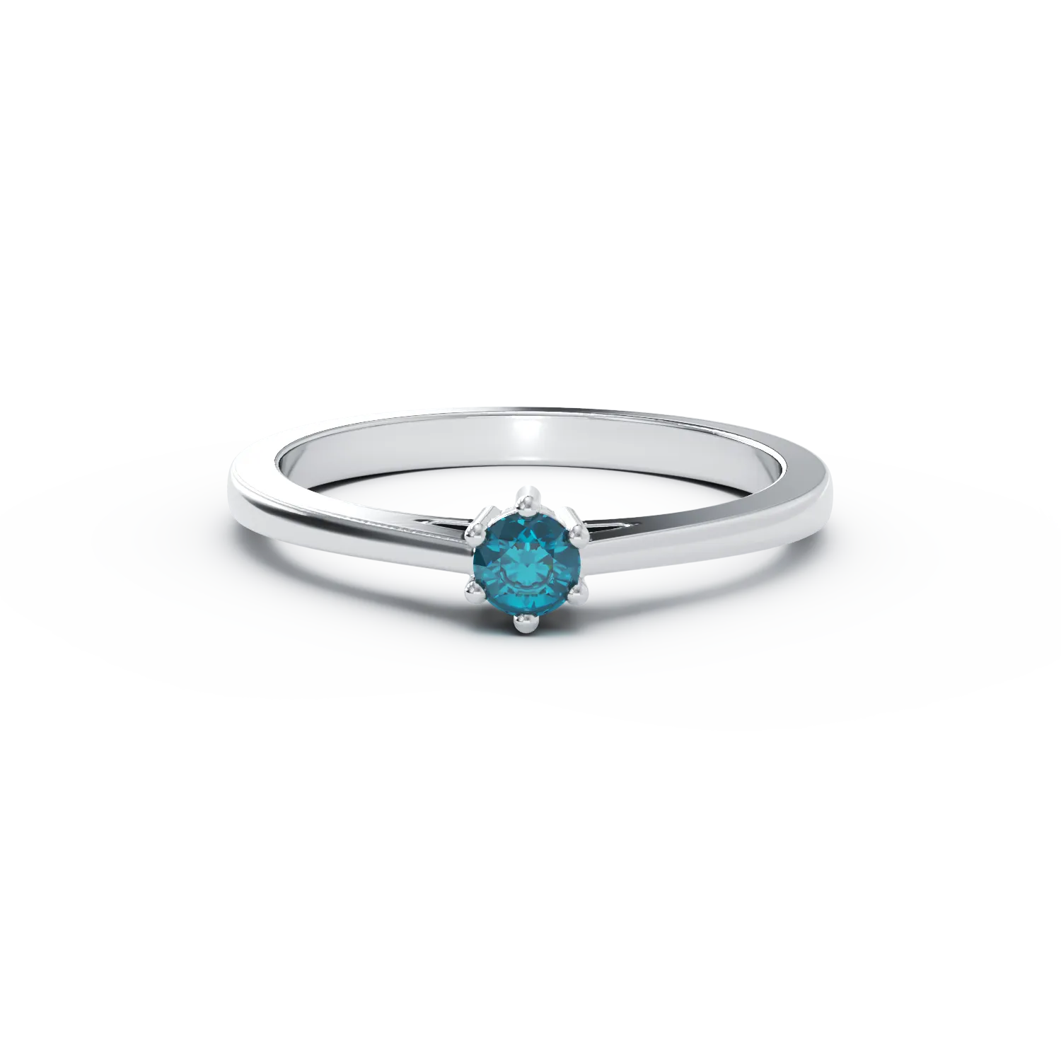 18K white gold engagement ring with 0.3ct blue diamond