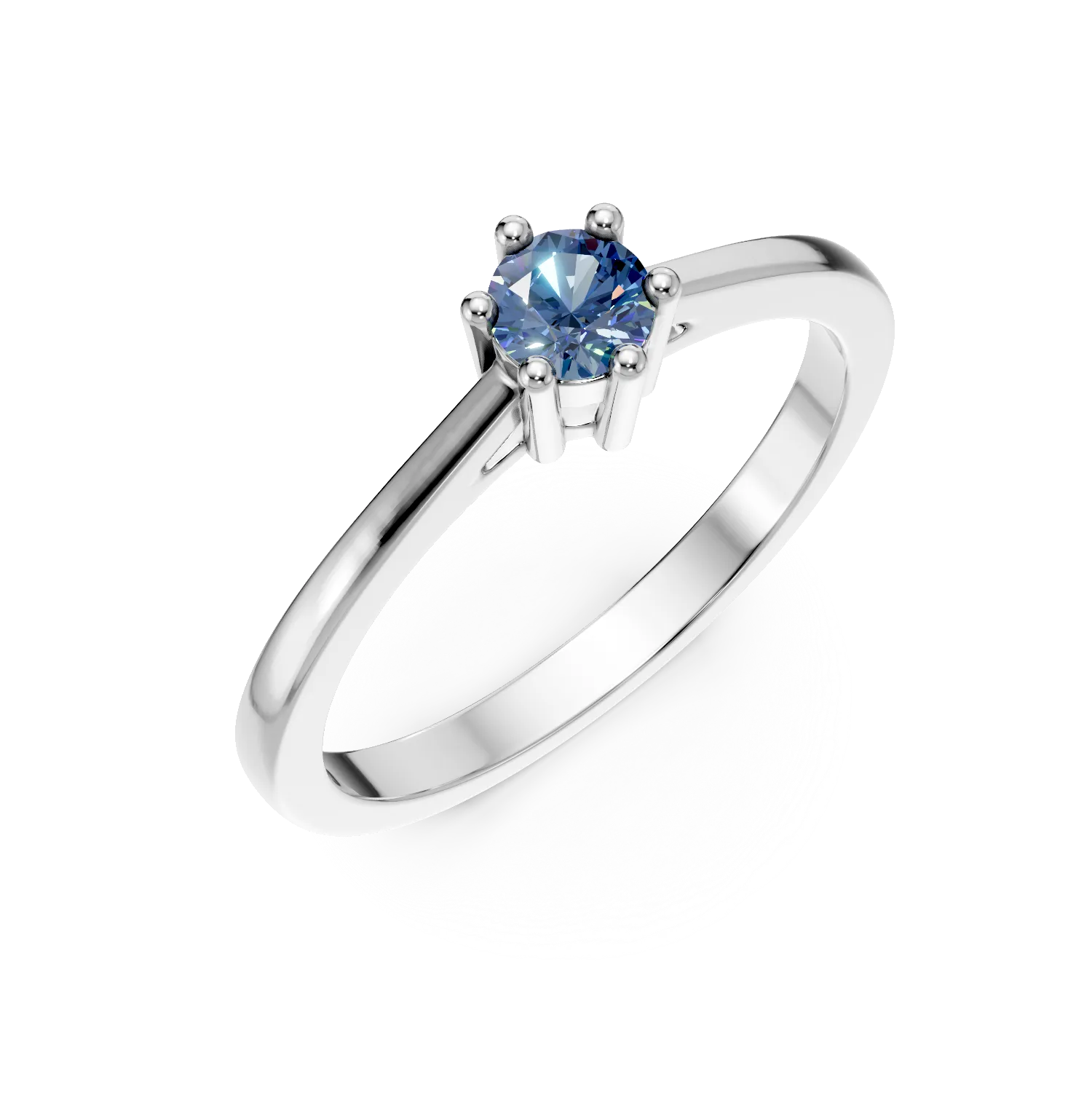 18K white gold engagement ring with 0.4ct blue diamond