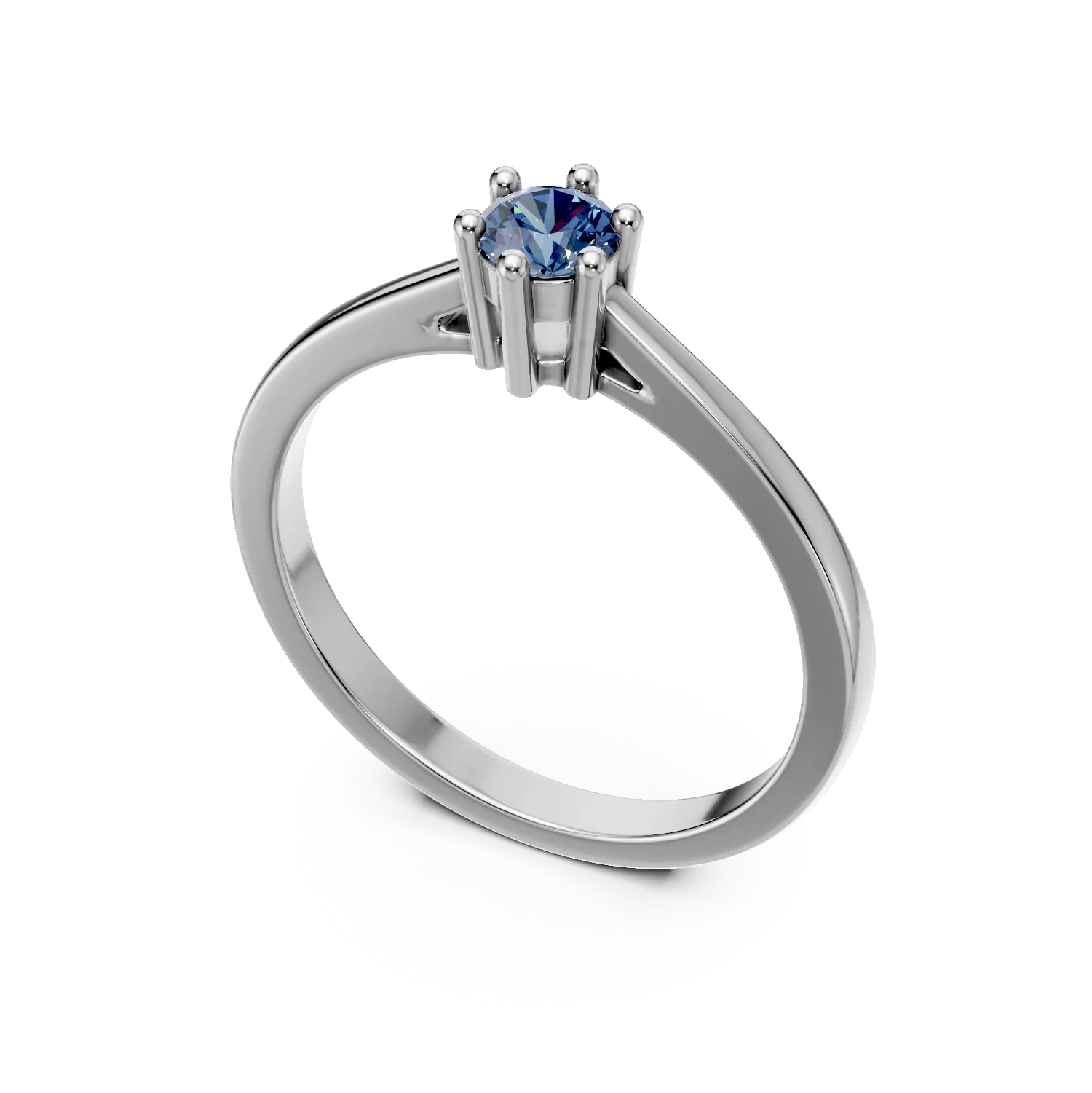 Inel de logodna din aur alb de 18K cu diamant albastru de 0.4ct