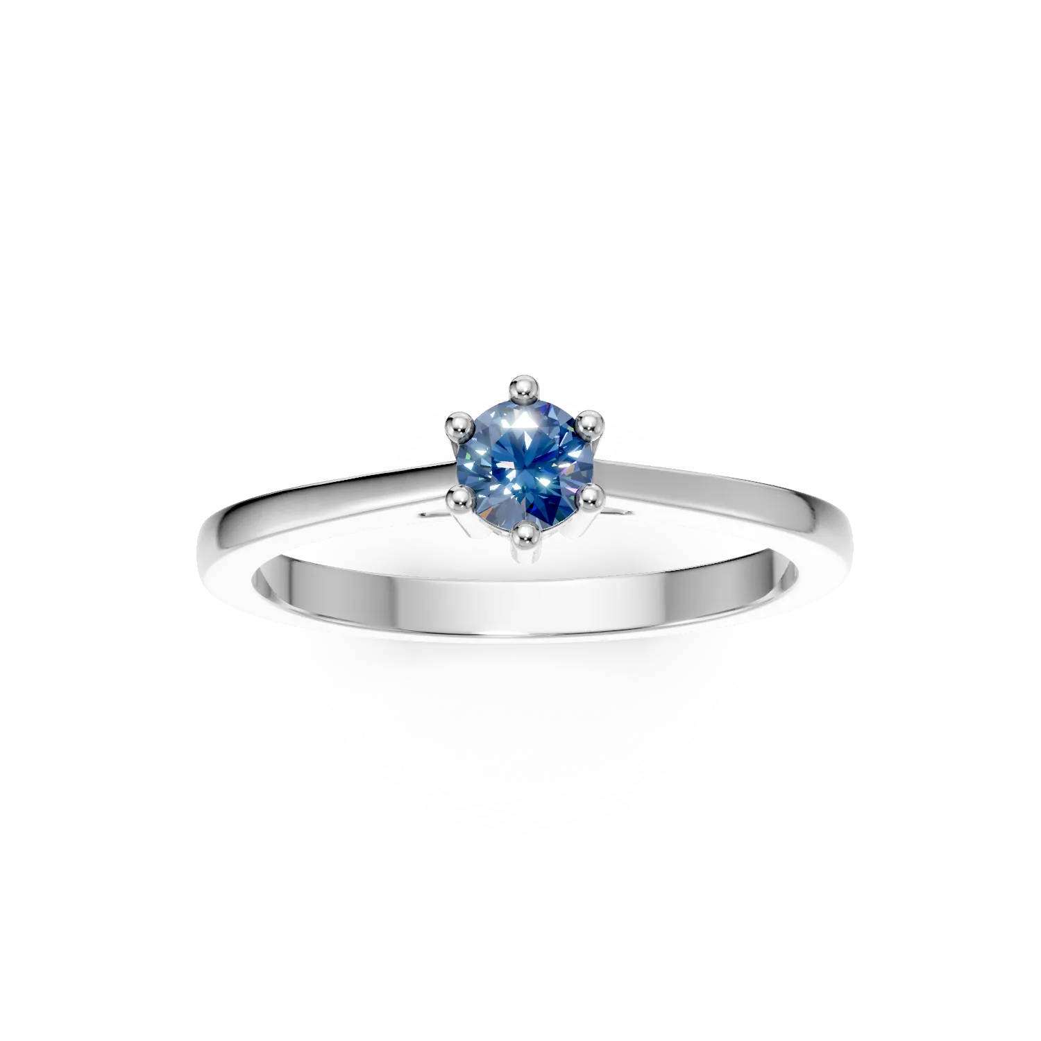 Inel de logodna din aur alb de 18K cu diamant albastru de 0.4ct