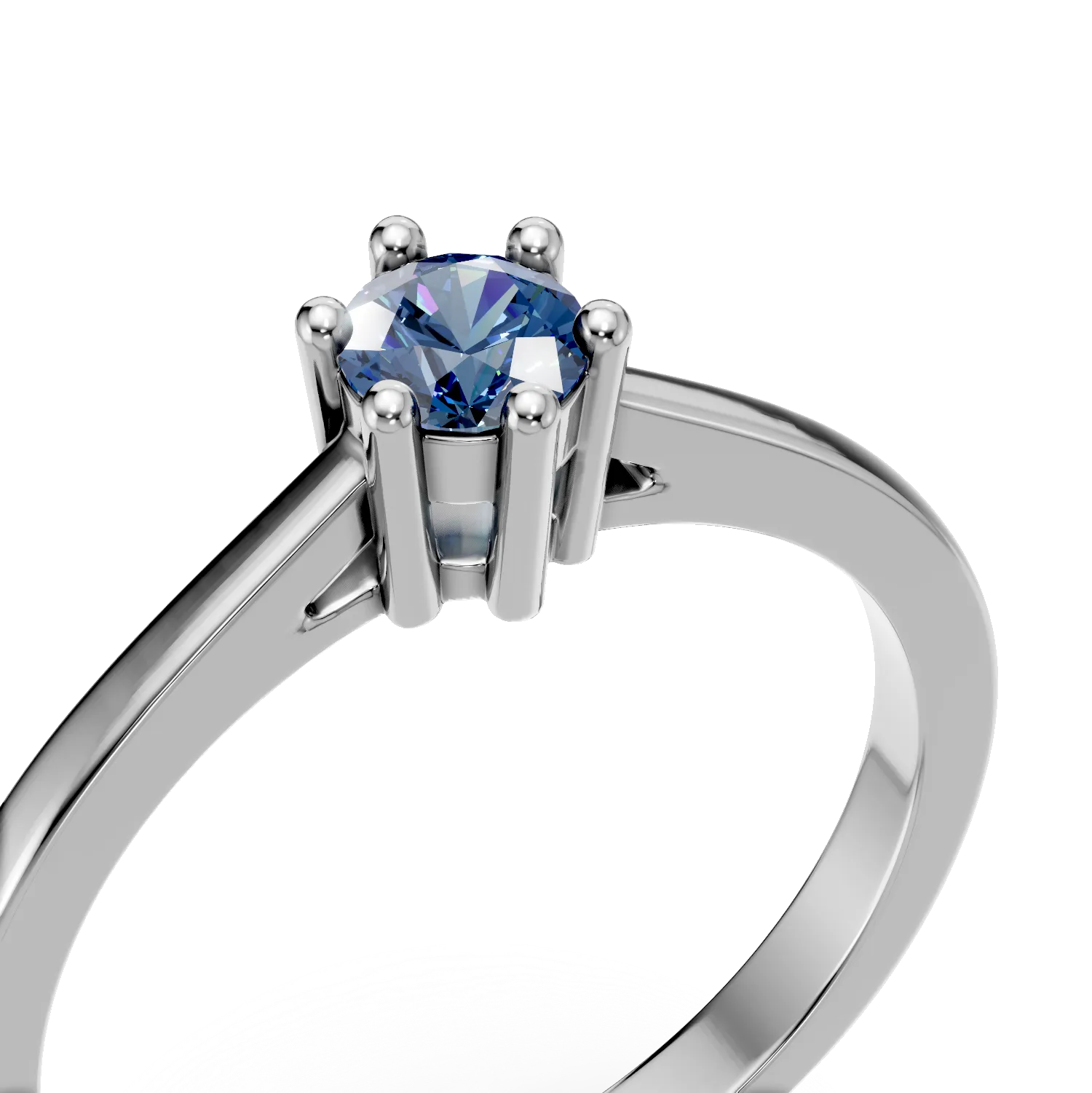 Inel de logodna din aur alb de 18K cu diamant albastru de 0.4ct
