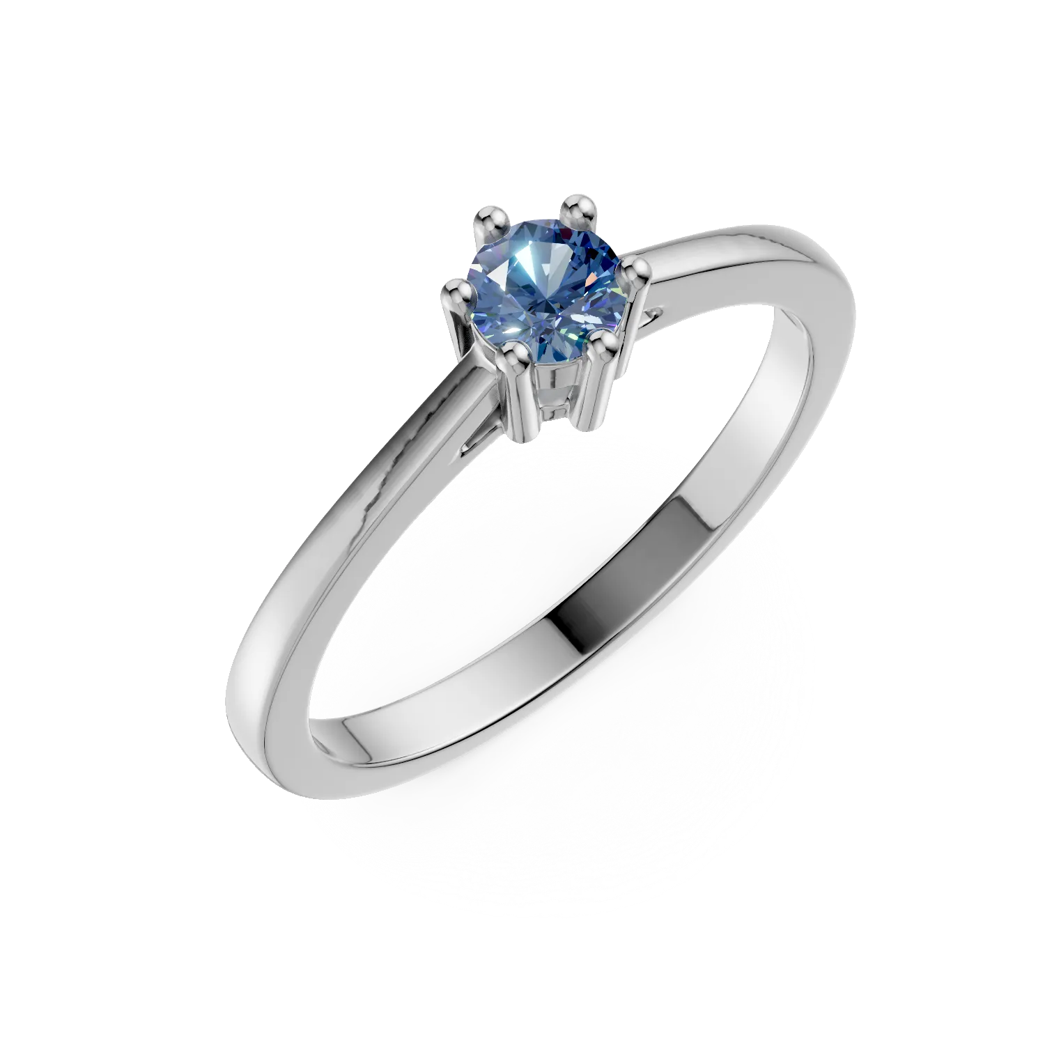 18K white gold engagement ring with 0.51ct blue diamond