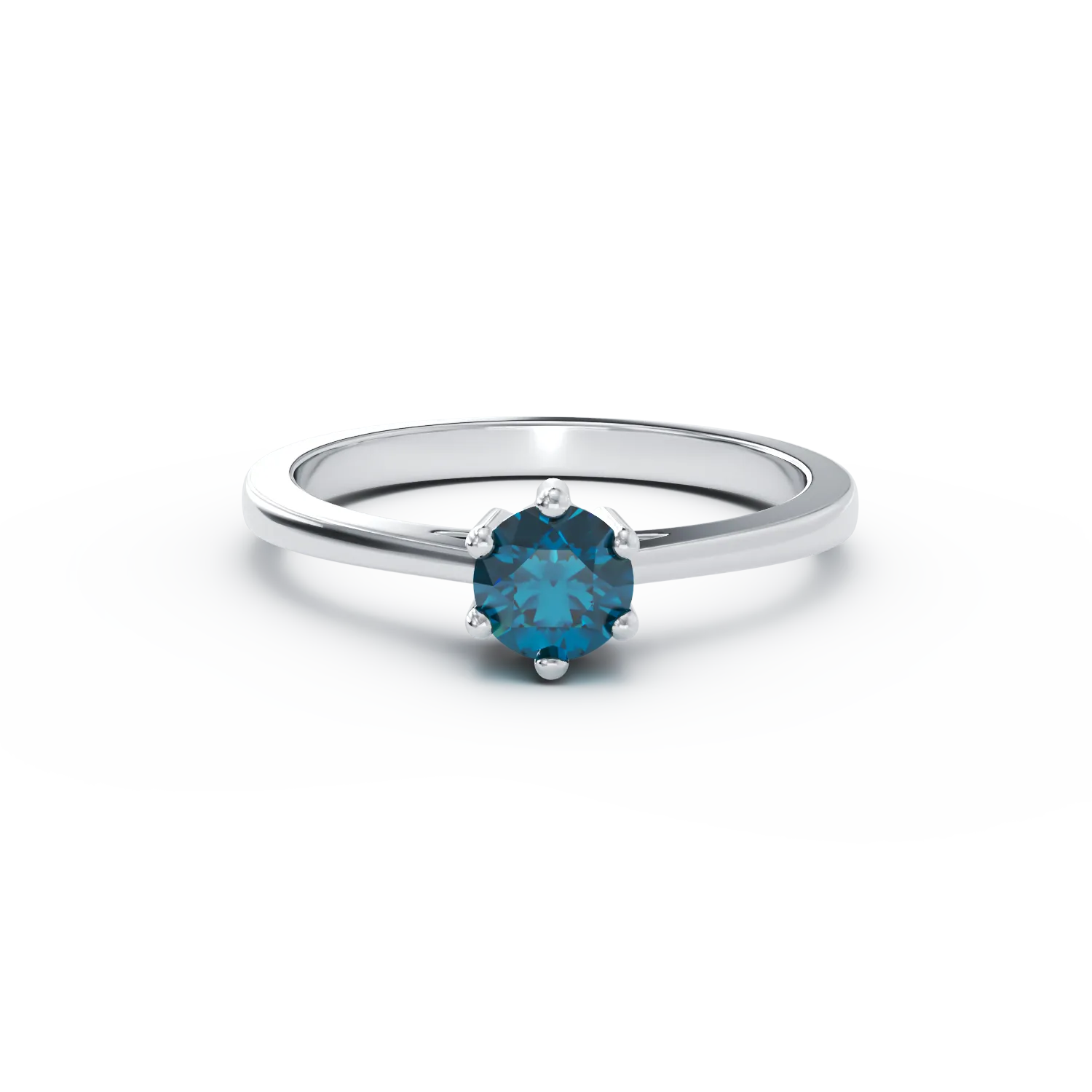 Годежен пръстен от бяло злато 18K със син диамант 0.51ct