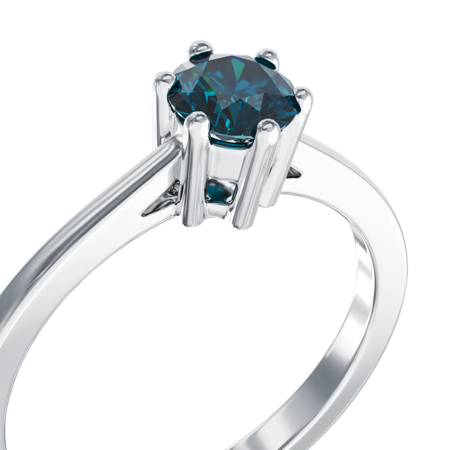 18K white gold engagement ring with 0.51ct blue diamond