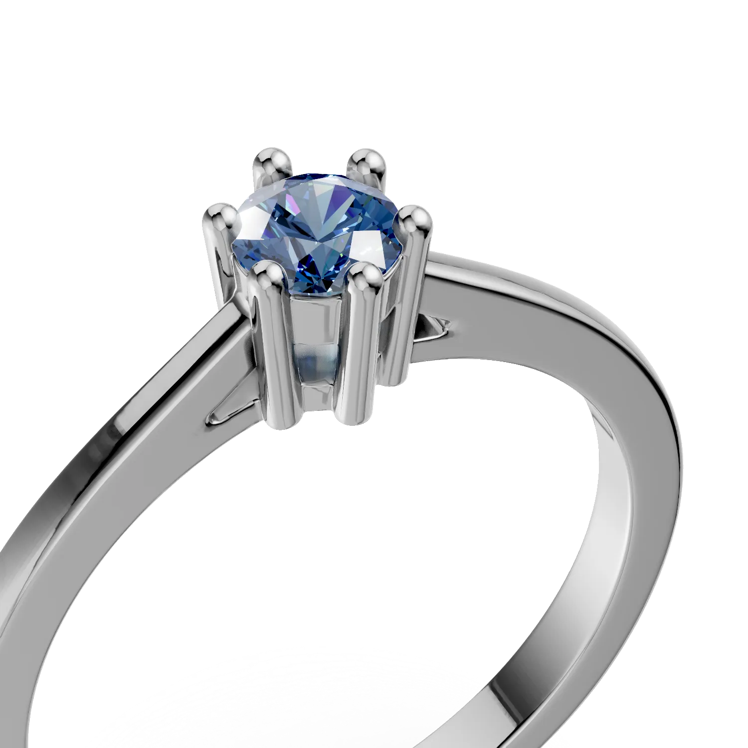 Inel de logodna din aur alb de 18K cu diamant albastru de 0.51ct