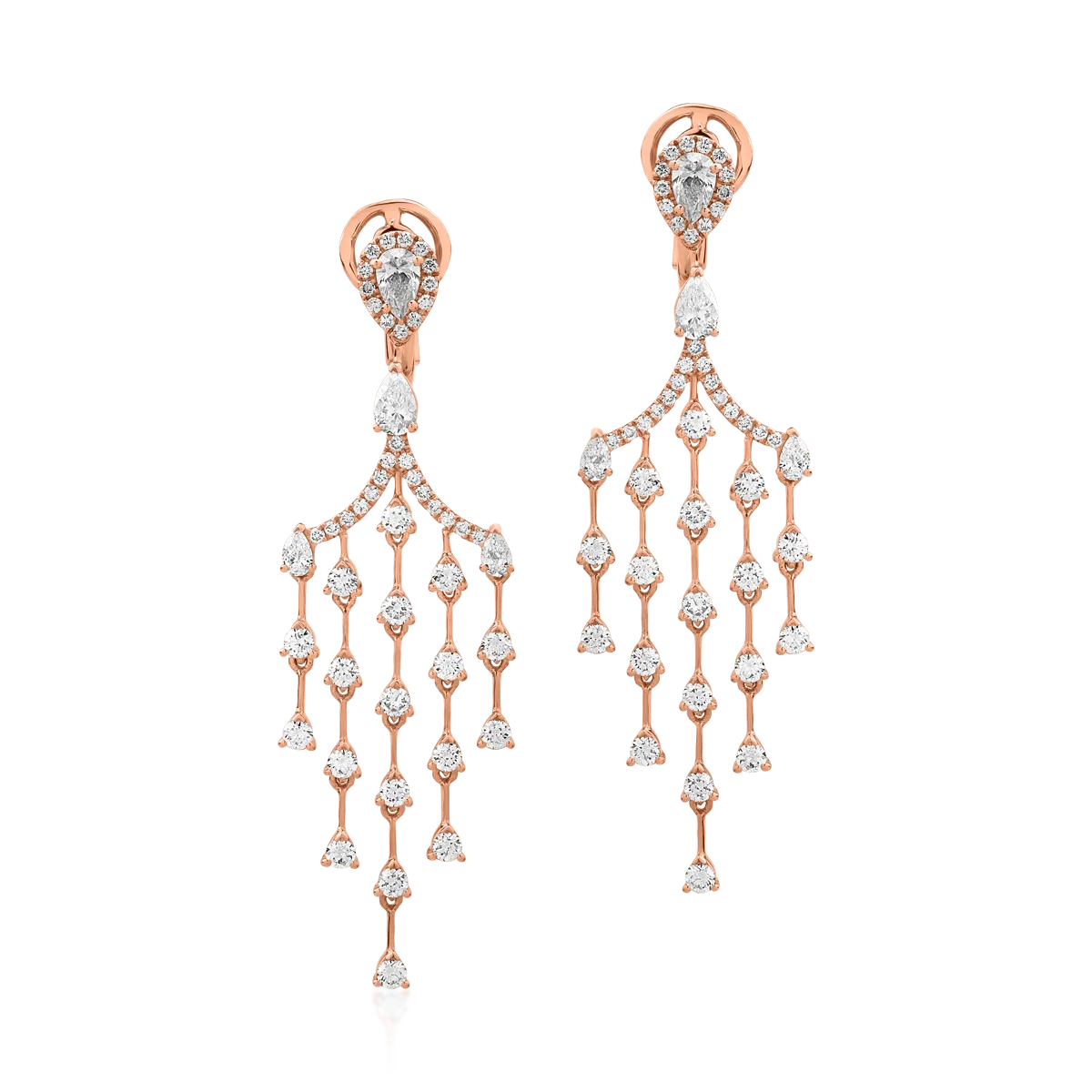 18K rose gold earrings with 3.43ct diamonds