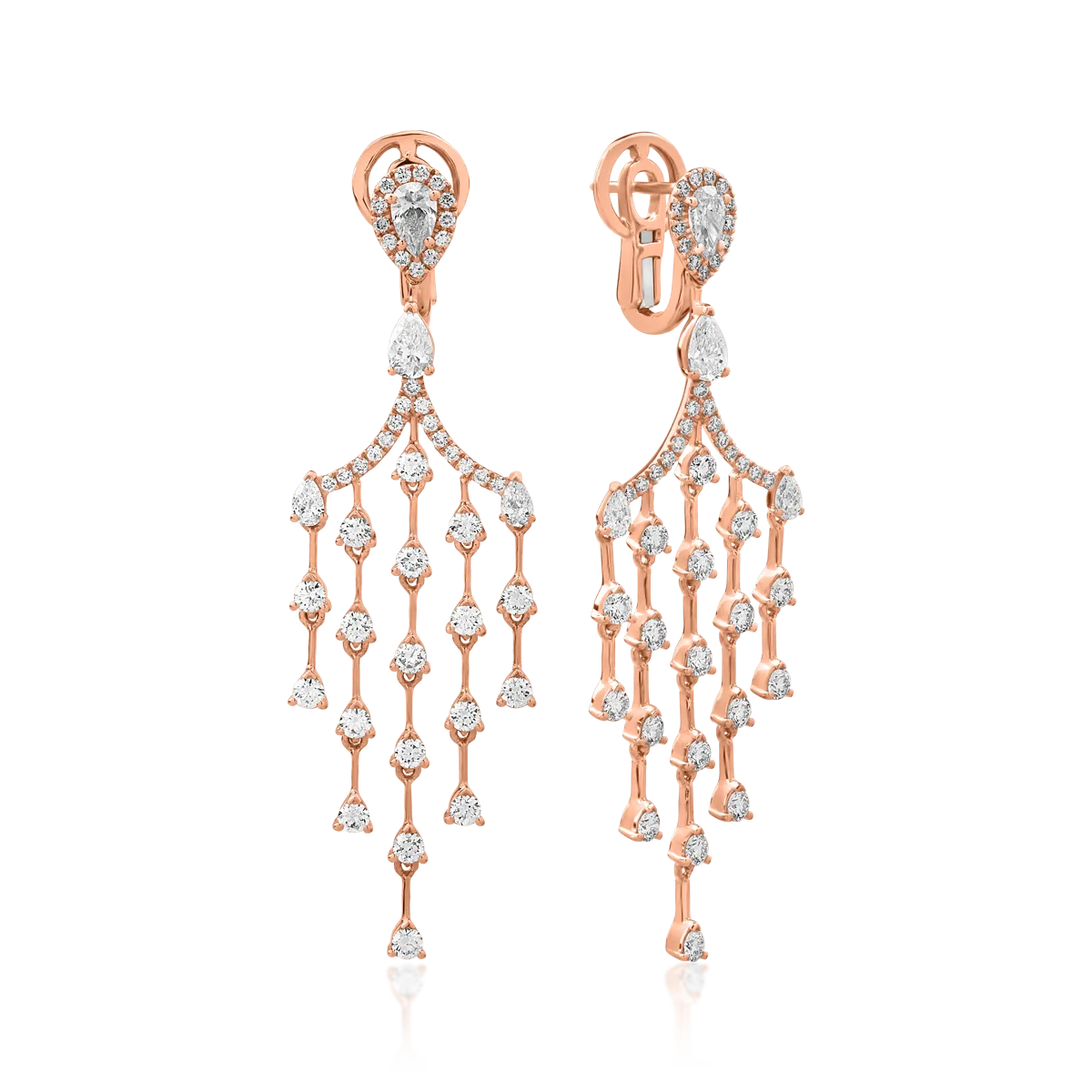 18K rose gold earrings with 3.43ct diamonds