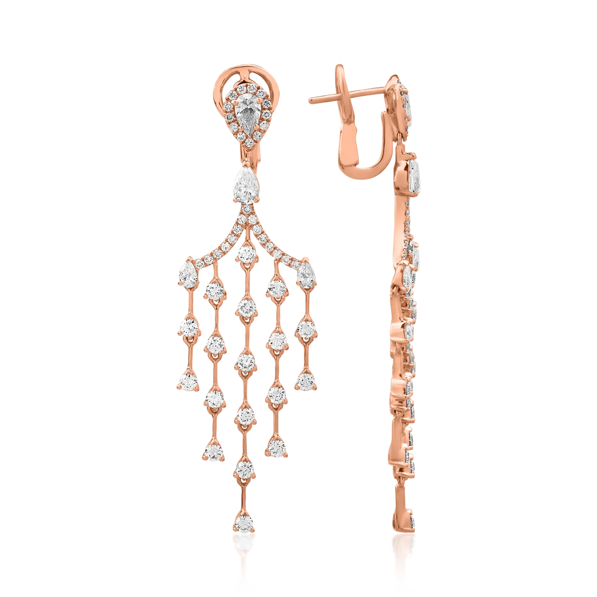 18K rose gold earrings with 3.43ct diamonds