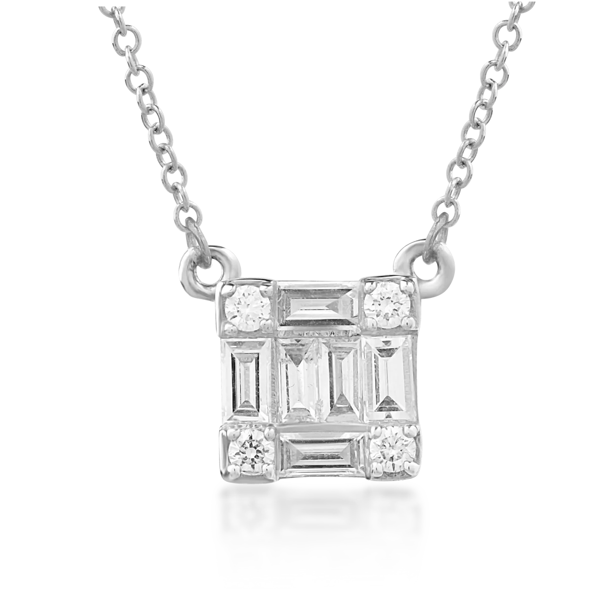 Lant cu pandantiv din aur alb de 18K cu diamante de 0.291ct-121059