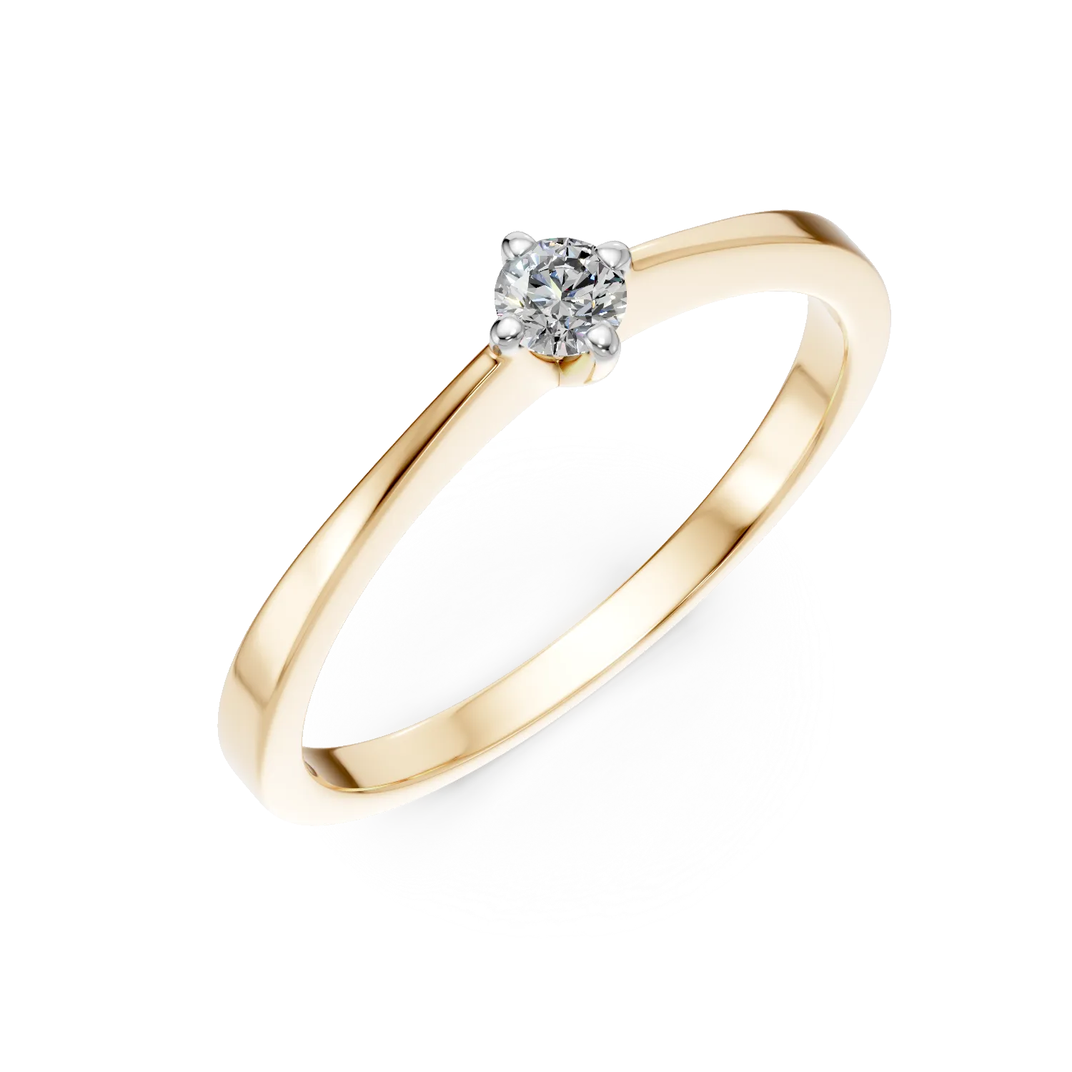 18K sárga arany eljegyzési gyűrű 0.11ct szoliter gyémánttal