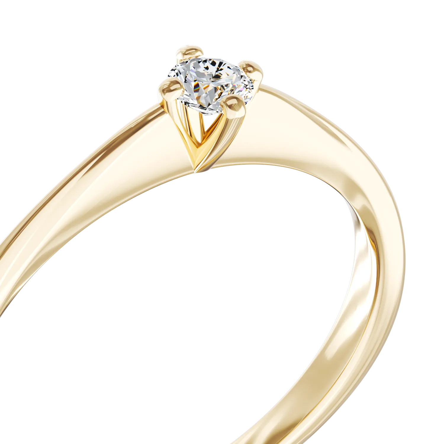 Inel de logodna din aur galben de 18K cu un diamant solitaire de 0.11ct