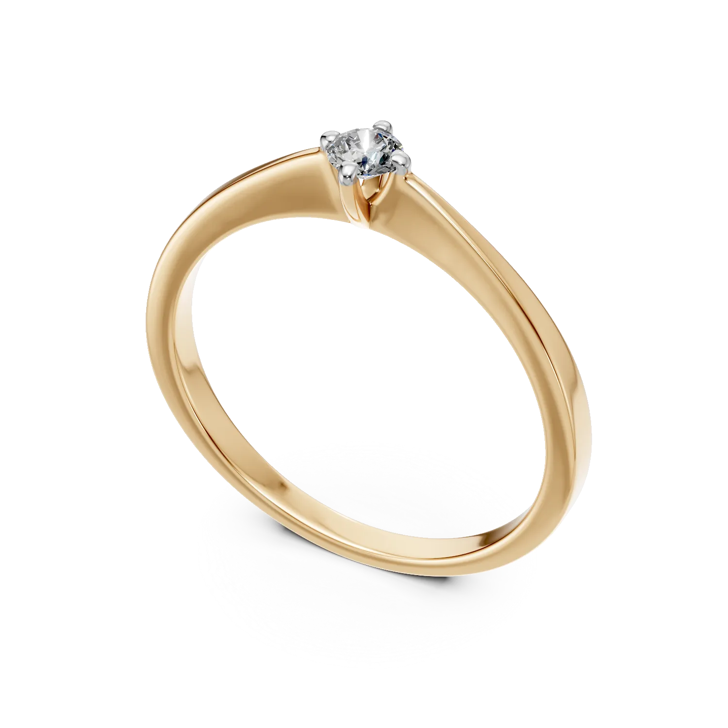 Inel de logodna din aur galben de 18K cu un diamant solitaire de 0.11ct