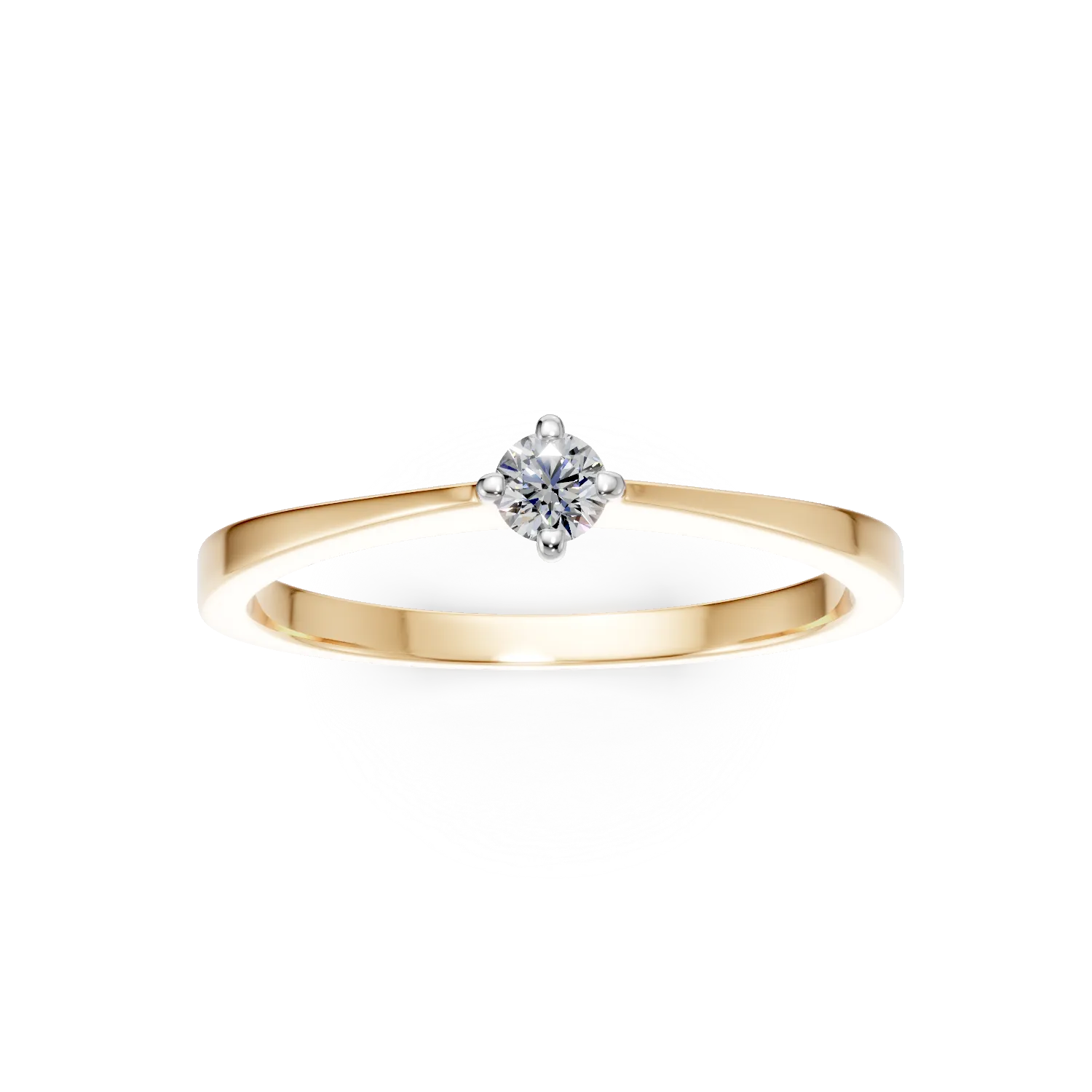 Inel de logodna din aur galben de 18K cu un diamant solitaire de 0.11ct