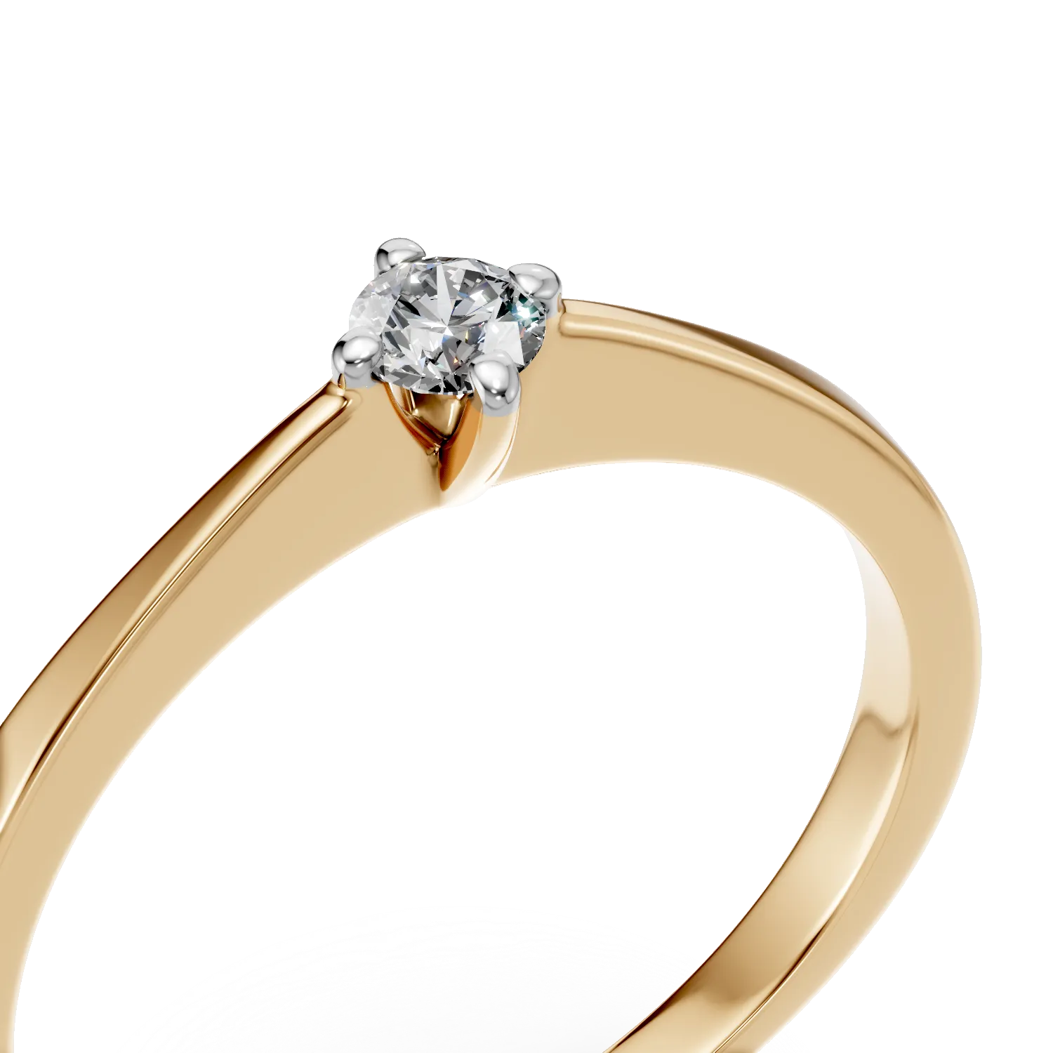 Inel de logodna din aur galben de 18K cu un diamant solitaire de 0.11ct