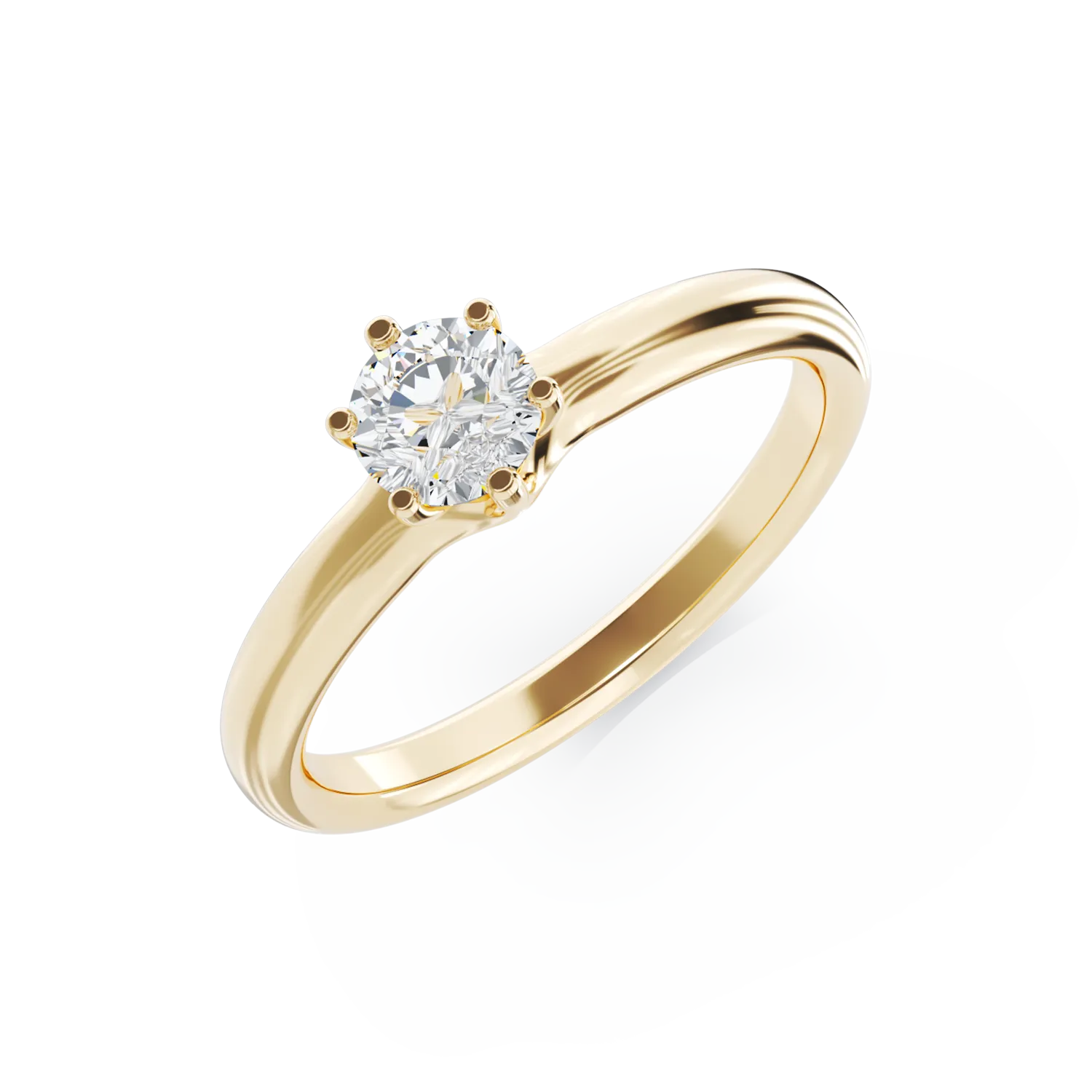 Inel de logodna din aur galben de 18K cu un diamant solitaire de 0.41ct