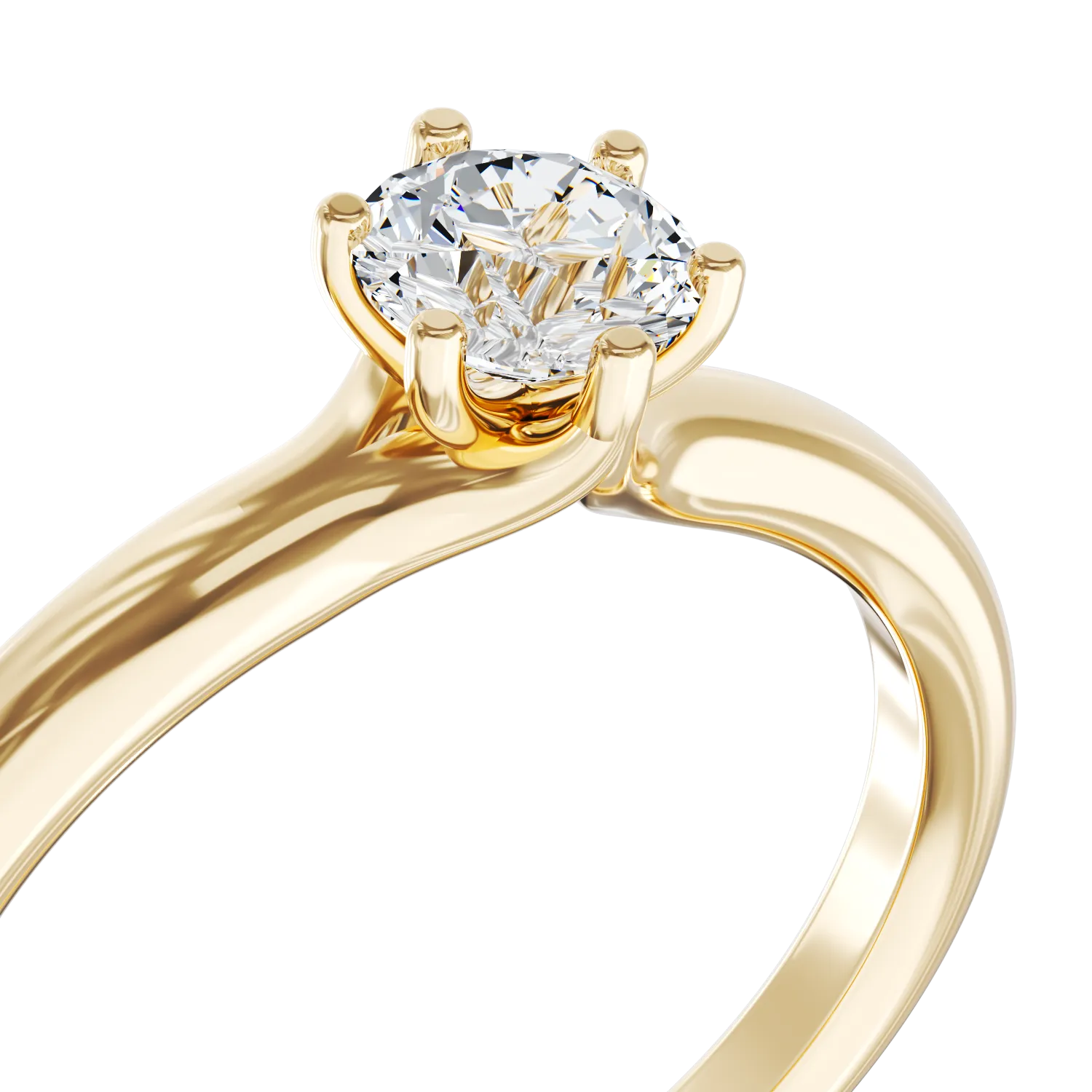 Pierścionek zaręczynowy z żółtego 18K złota z diamentem w pasjansie o masie 0,41ct