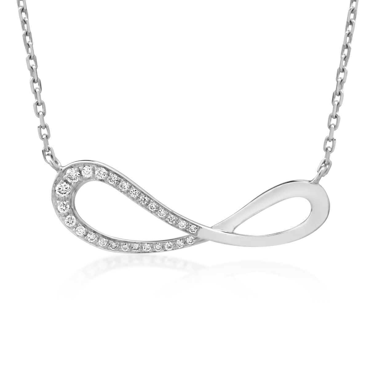 Lant cu pandantiv infinit din aur alb cu diamante de 0.07ct