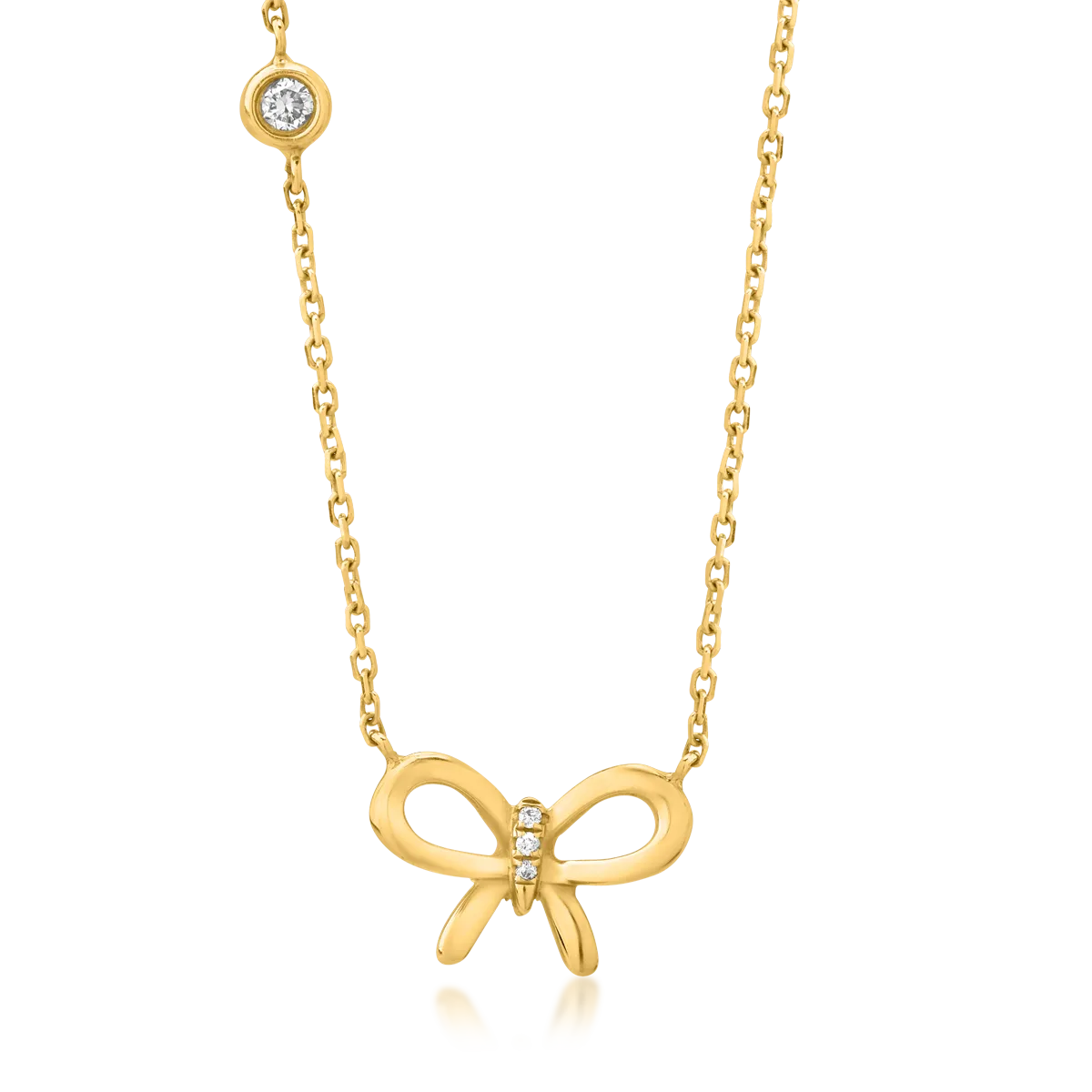 18K yellow gold pendant necklace with 0.025ct diamond and 0.006ct diamonds