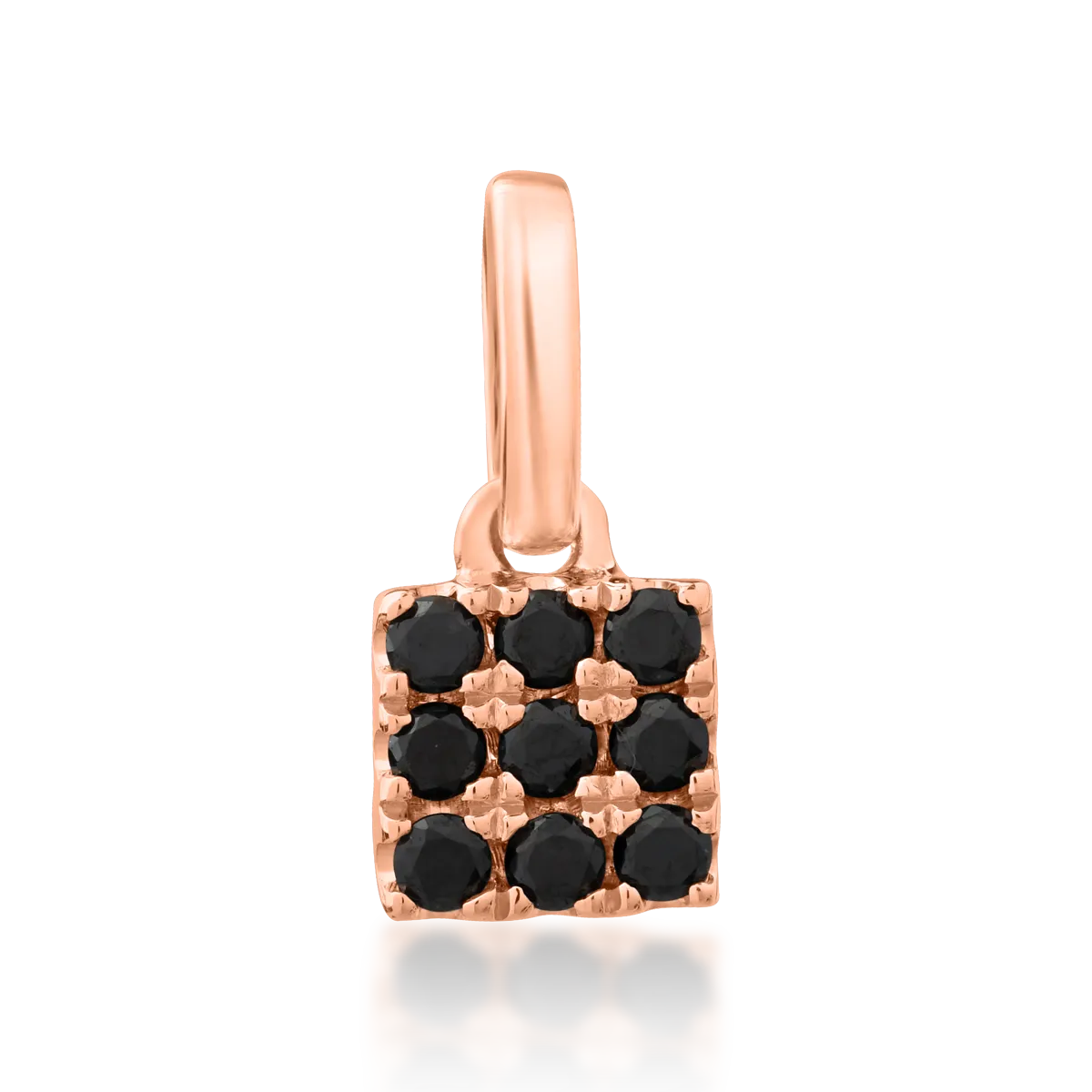 14K медальон от розово злато с черни диаманти от 0.07ct-121325