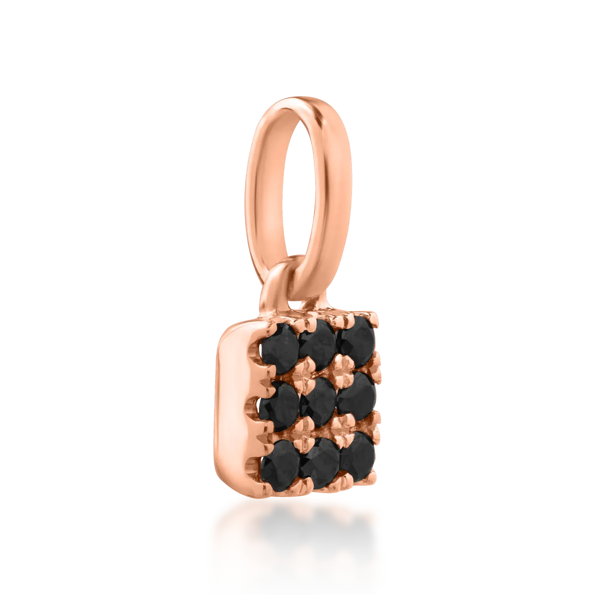 14K медальон от розово злато с черни диаманти от 0.07ct