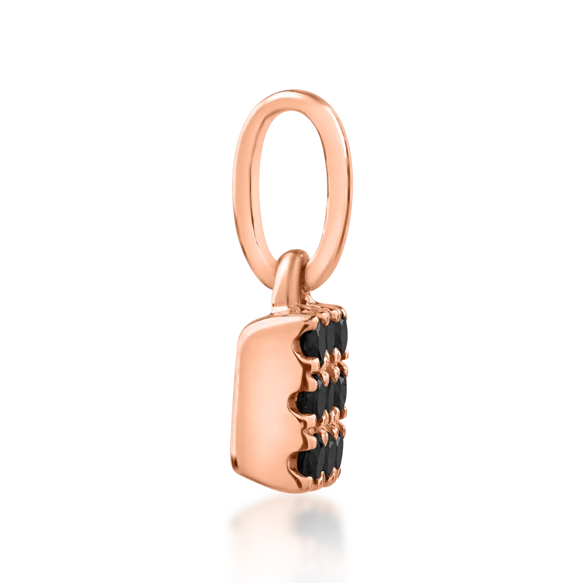 14K медальон от розово злато с черни диаманти от 0.07ct