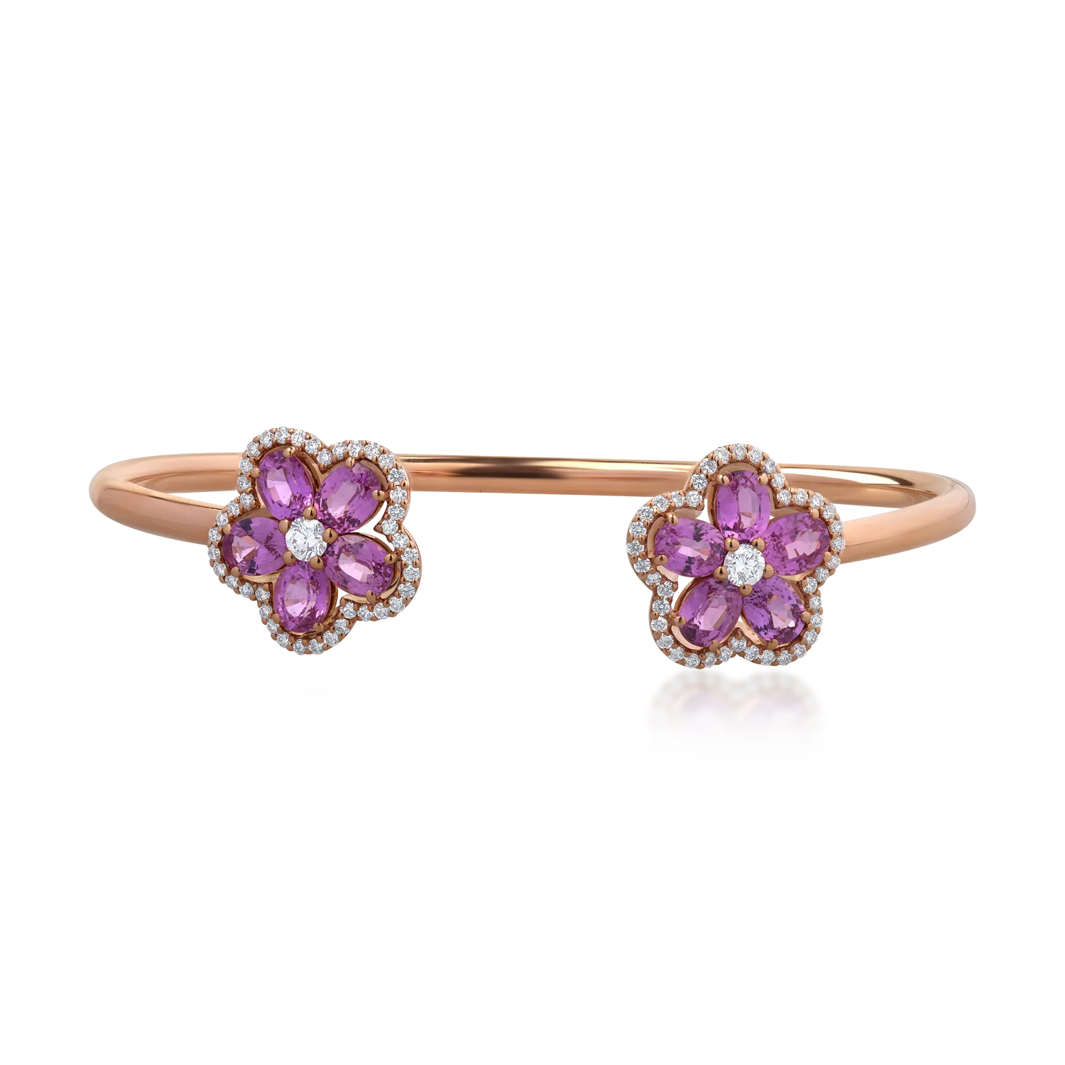 18K rose gold bracelet with 4.88ct rose sapphires and 0.74ct diamonds