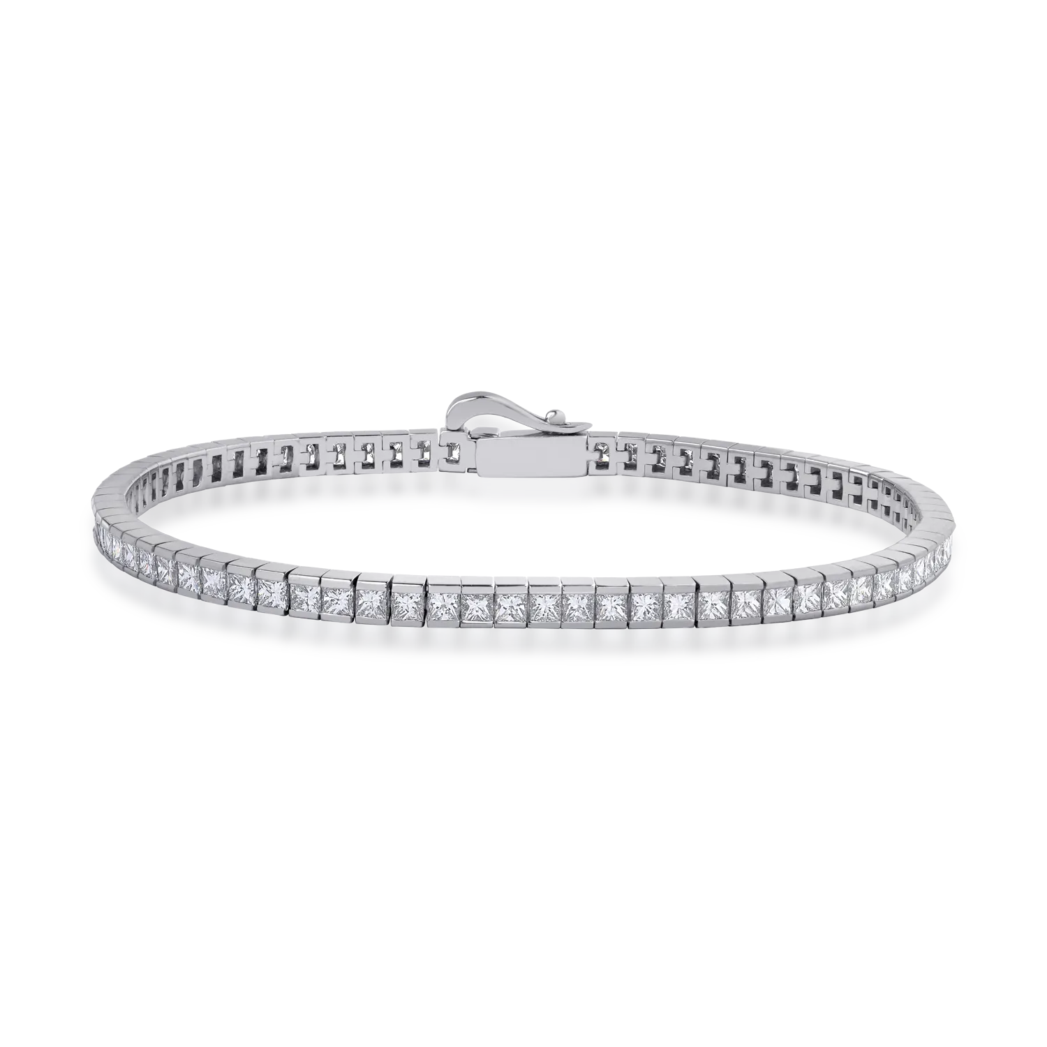 Bratara tennis din aur alb cu diamante princess de 5ct