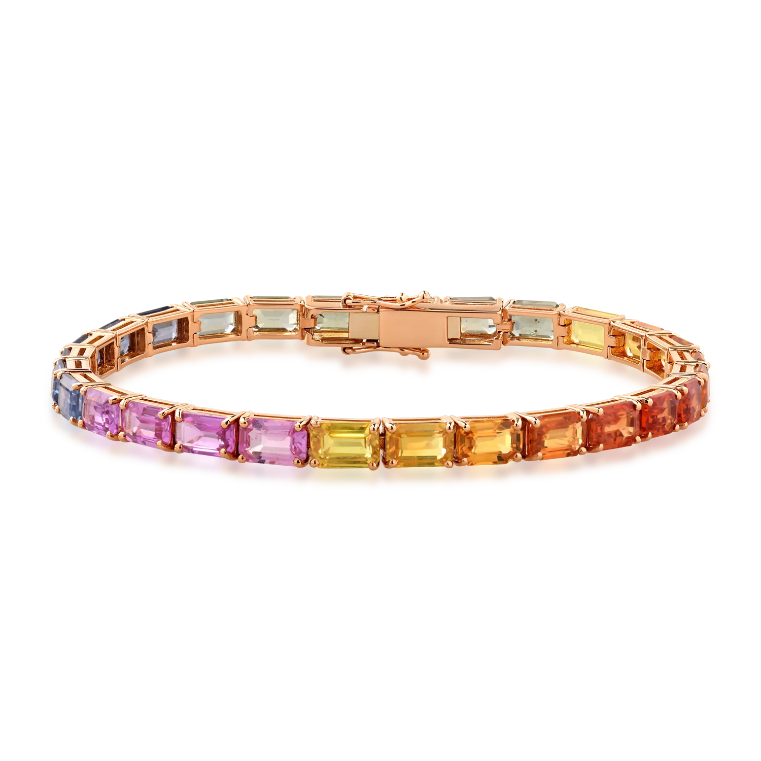 18K rose gold tennis bracelet with 18.85ct multicolored sapphires