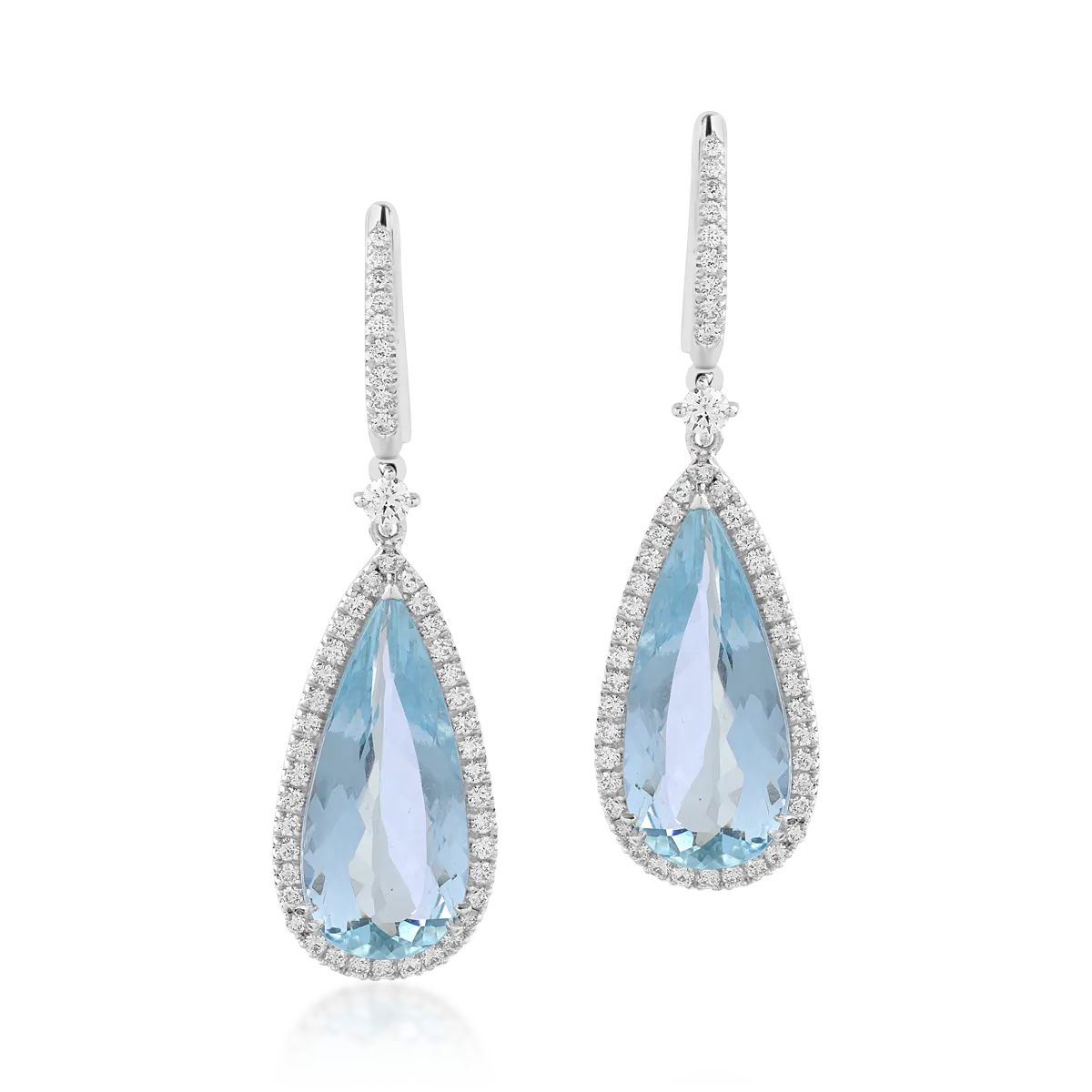 18K fehérarany fülbevaló 10.52ct akvamarinokkal és 0.92ct gyémántokkal-121650